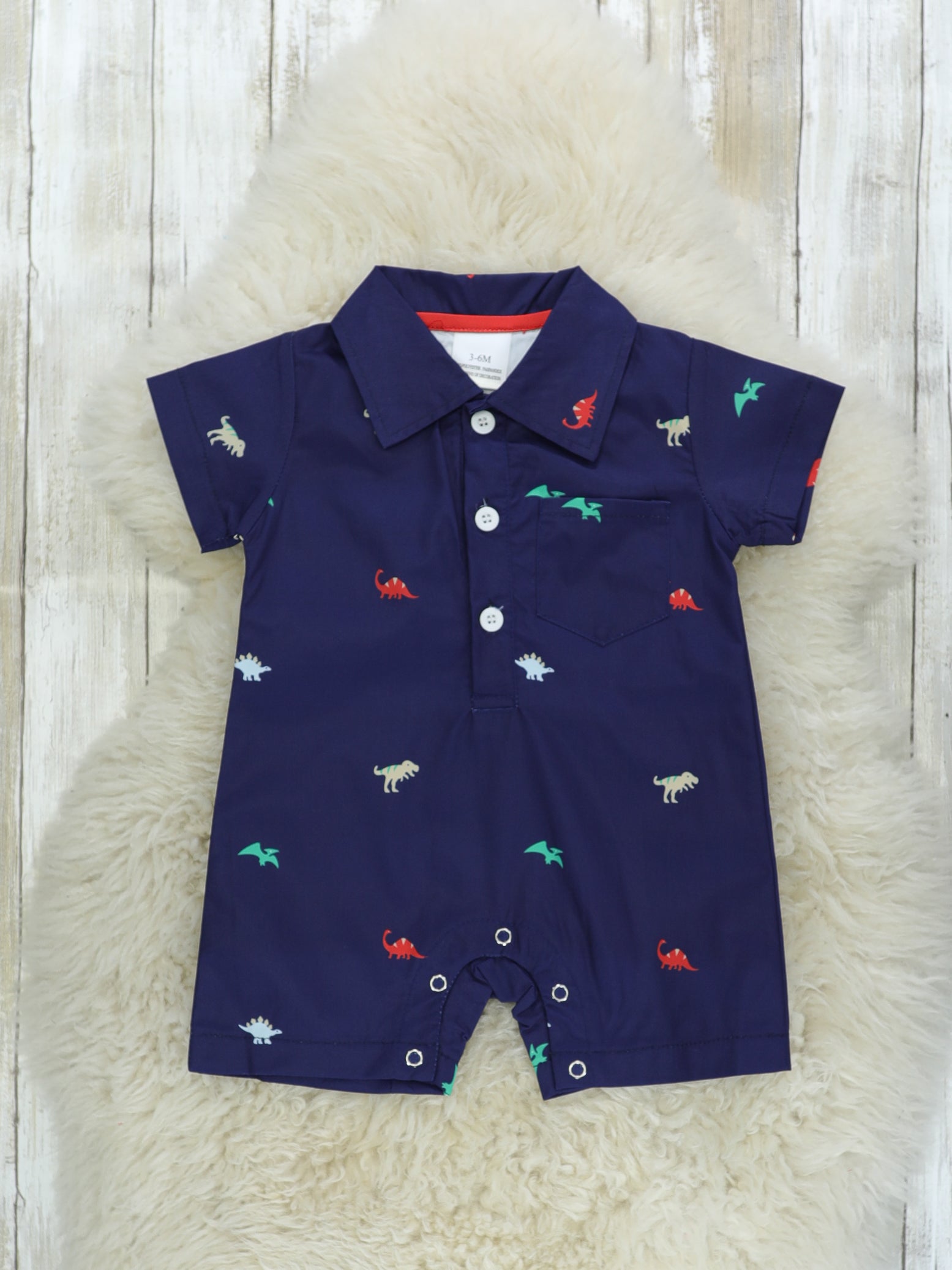 Navy Dino Romper - Marie Nicole Clothing