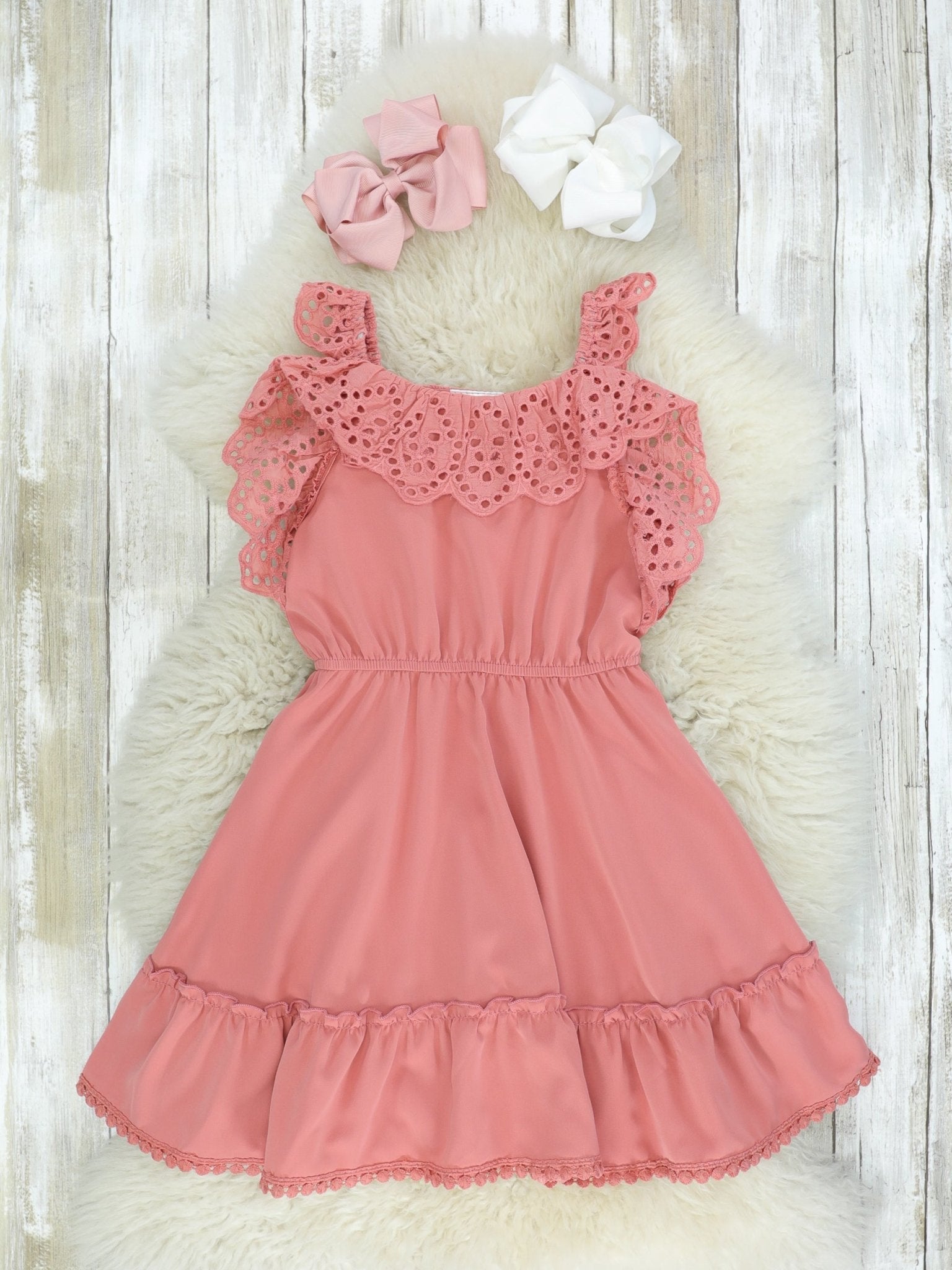 Mom & Me Dusty Rose Ruffle Midi Tank Dress - Marie Nicole Clothing