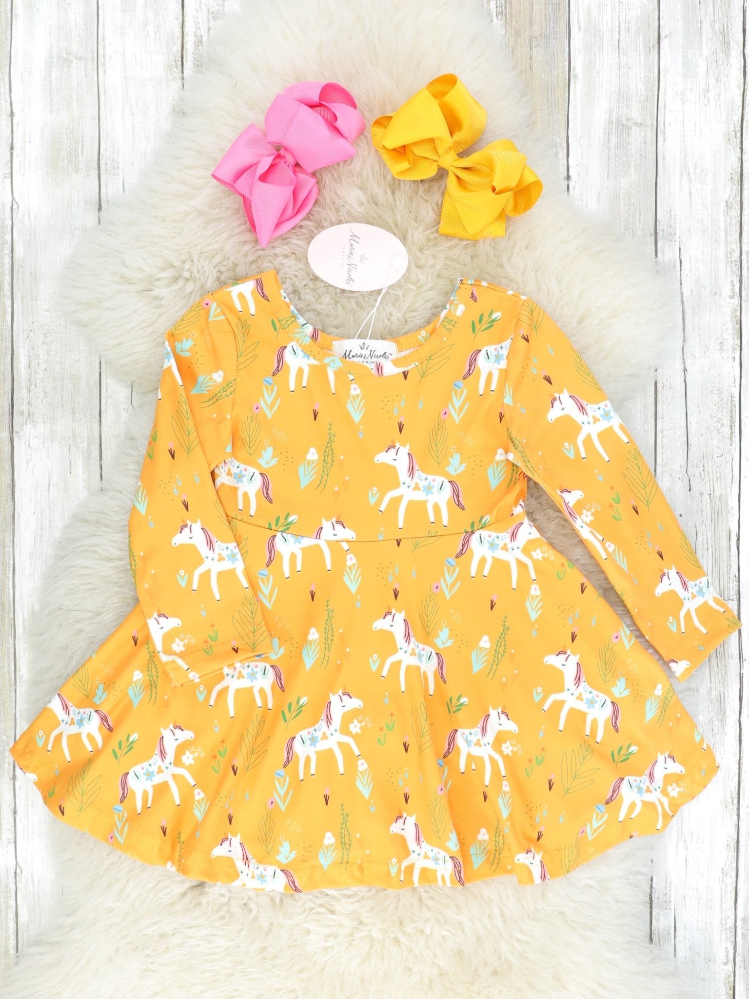 Light Orange Unicorn Swing Dress - Marie Nicole Clothing