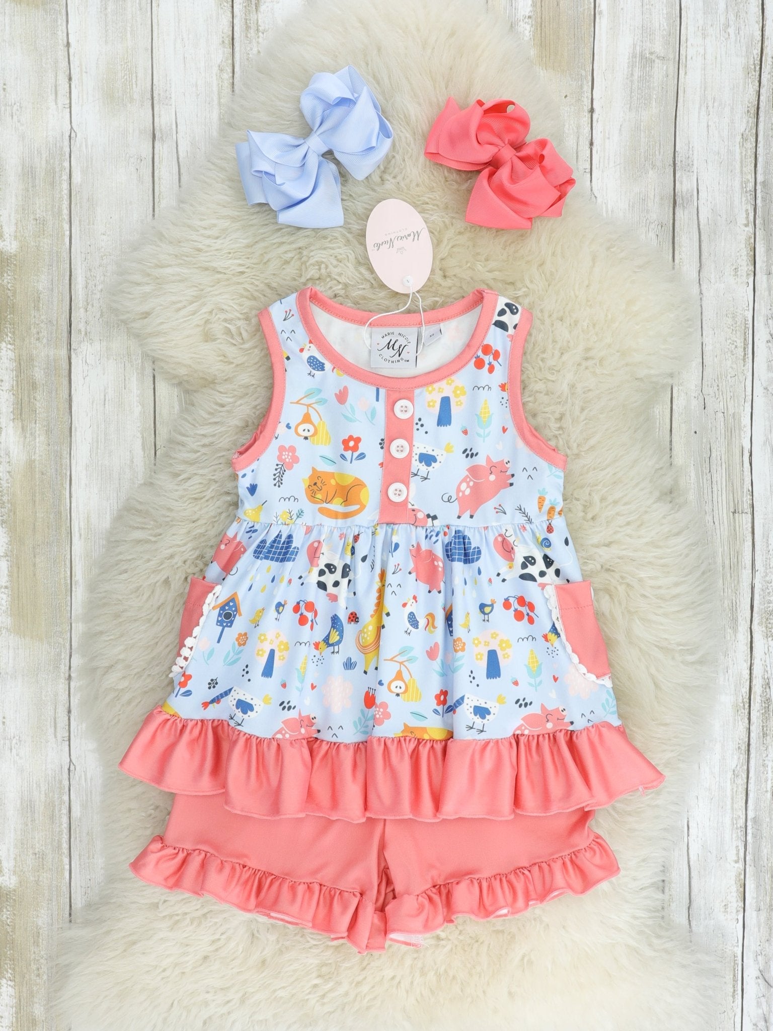 Coral Farm Ruffle Outfit - Marie Nicole Clothing