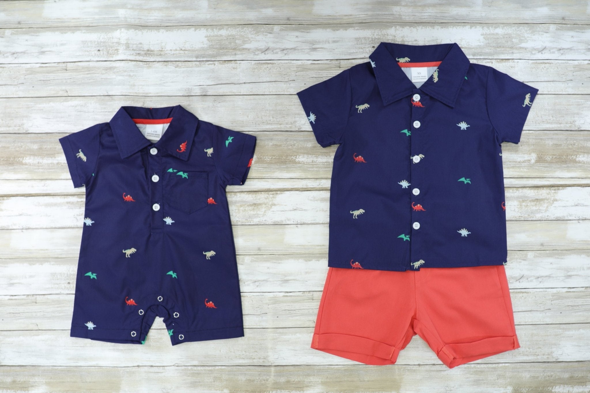 Navy Dino Romper - Marie Nicole Clothing