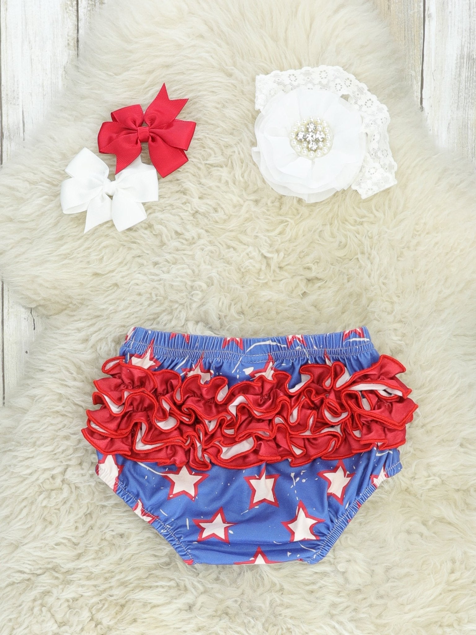 Patriotic Star Ruffle Bloomers Outfit - Marie Nicole Clothing