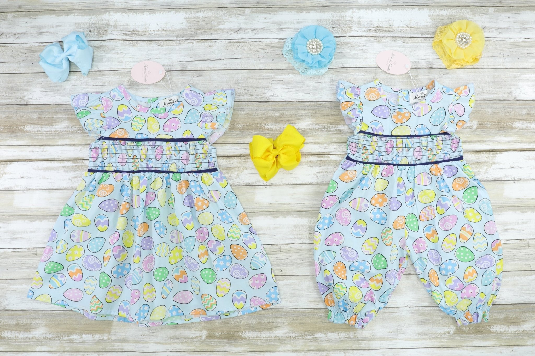 Easter Egg Smocked Ruffle Dress - Marie Nicole Clothing