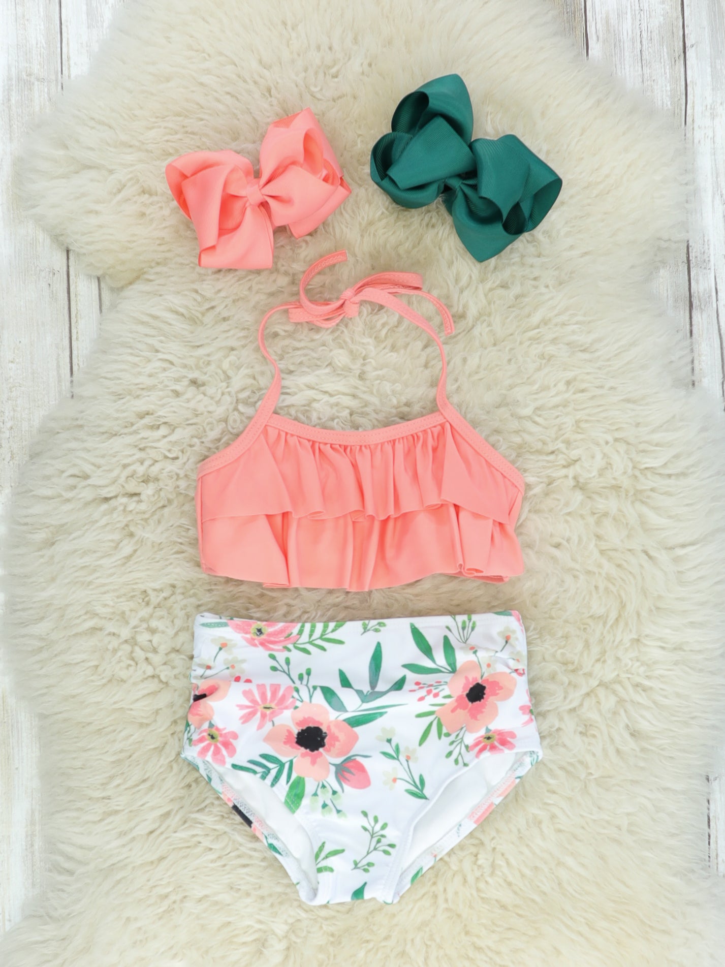 Mom & Me Apricot Anemone Ruffle Swimsuit - Marie Nicole Clothing