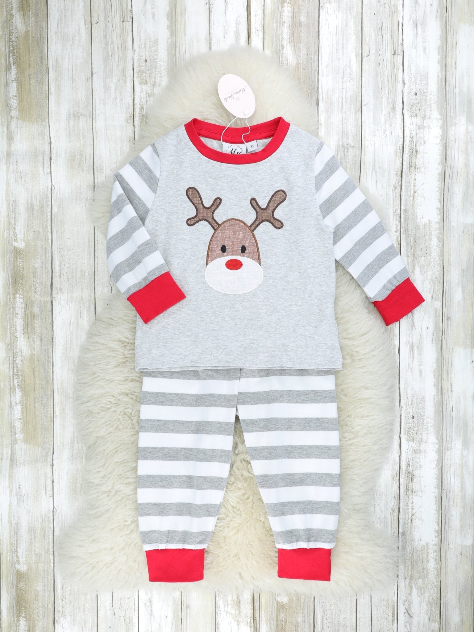 Striped Reindeer Pajamas - Boys & Girls - Marie Nicole Clothing