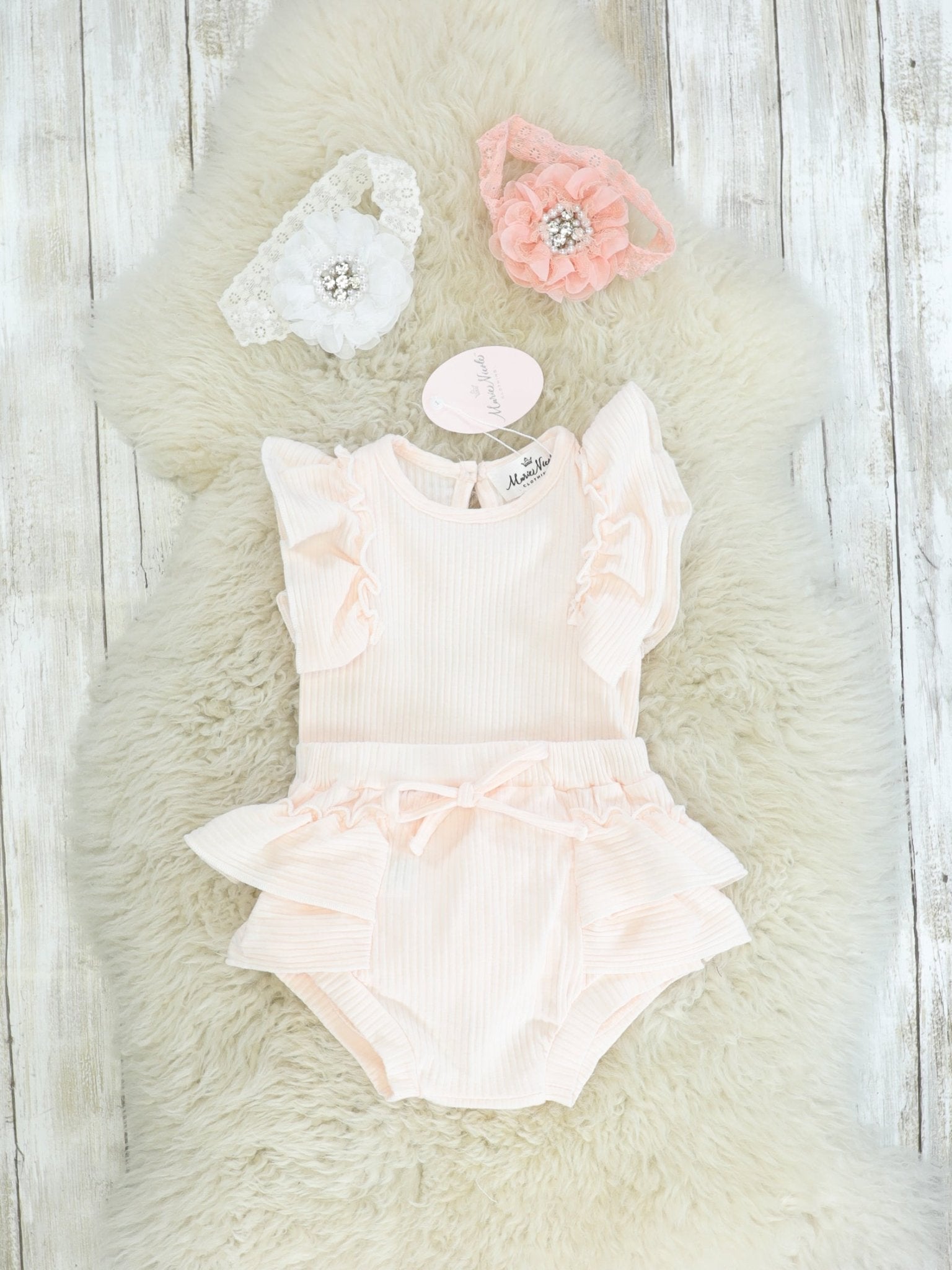 Cream Ruffle Top & Bloomer Set - Marie Nicole Clothing