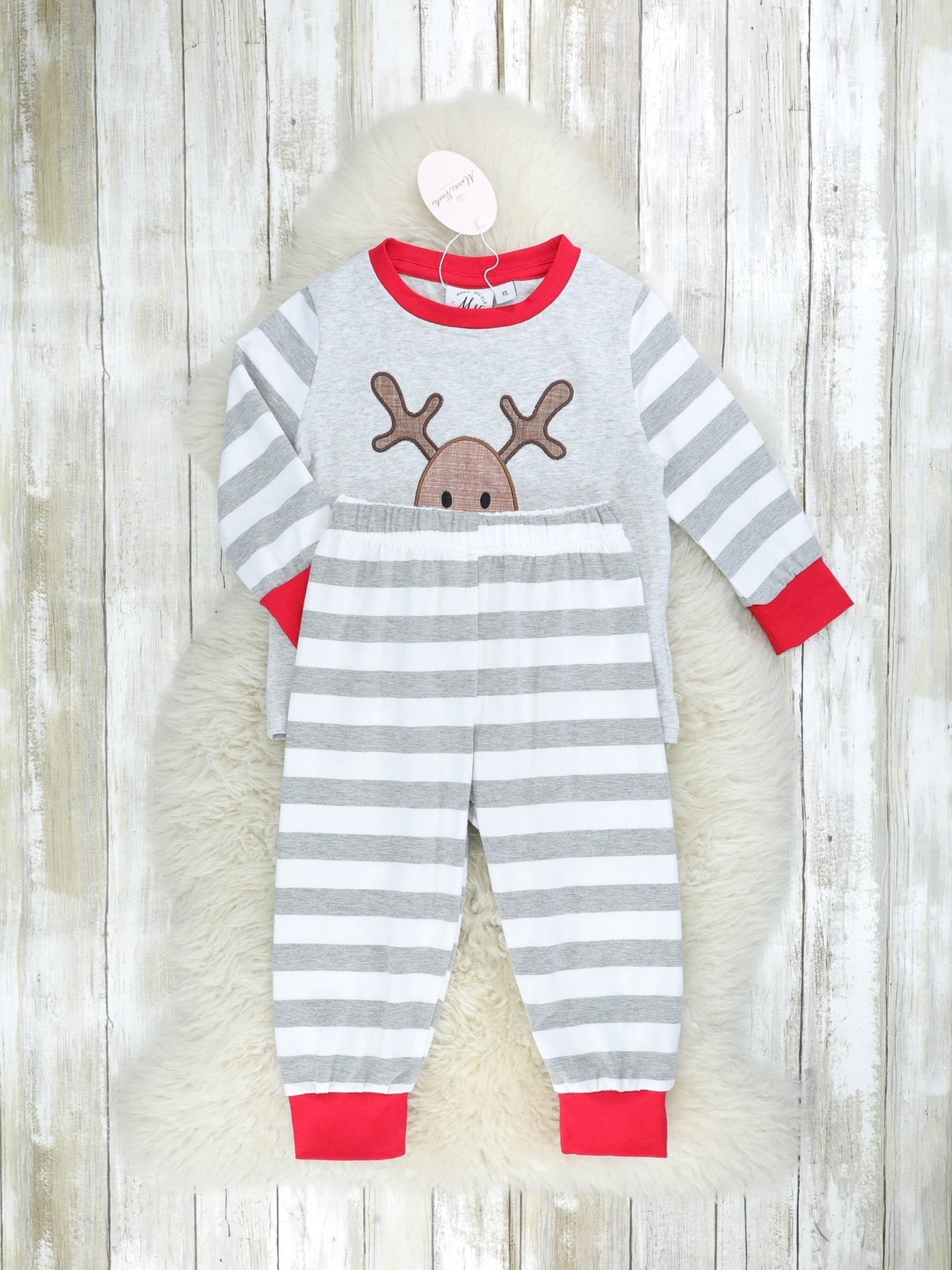 Striped Reindeer Pajamas - Boys & Girls - Marie Nicole Clothing