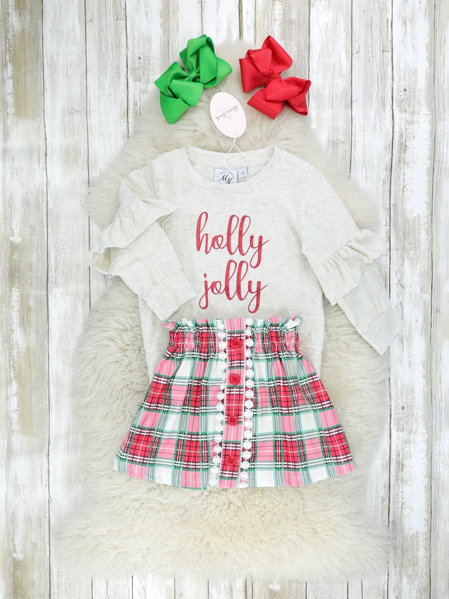 "Holly Jolly" Plaid Outfit - Marie Nicole Clothing