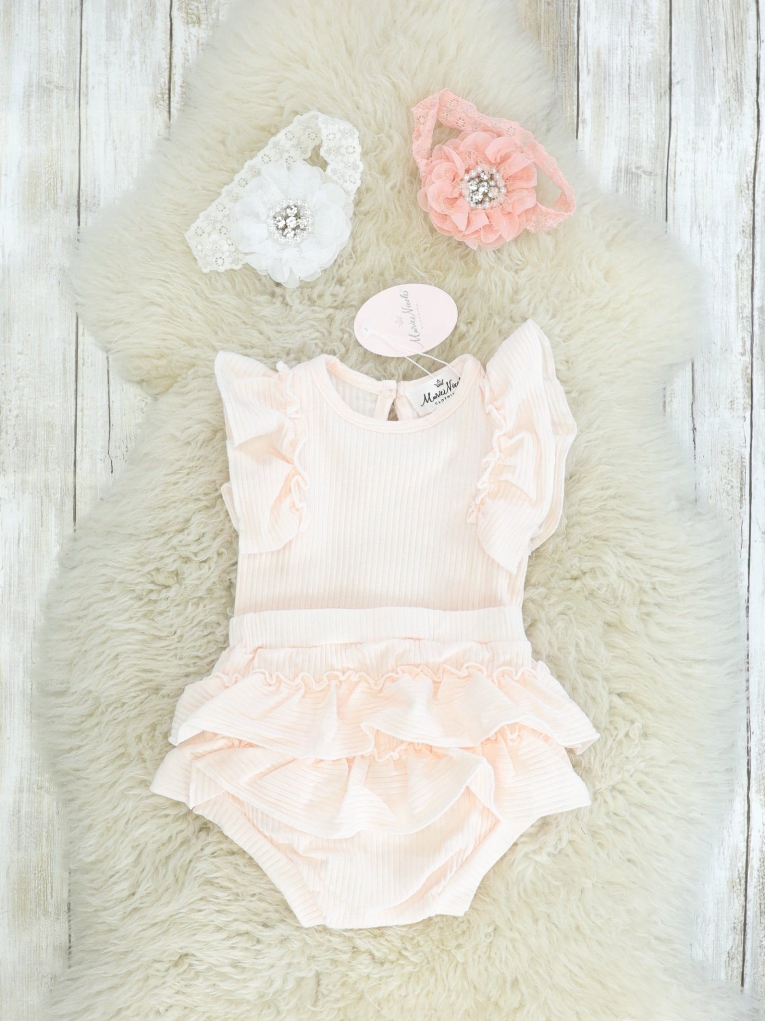 Cream Ruffle Top & Bloomer Set - Marie Nicole Clothing