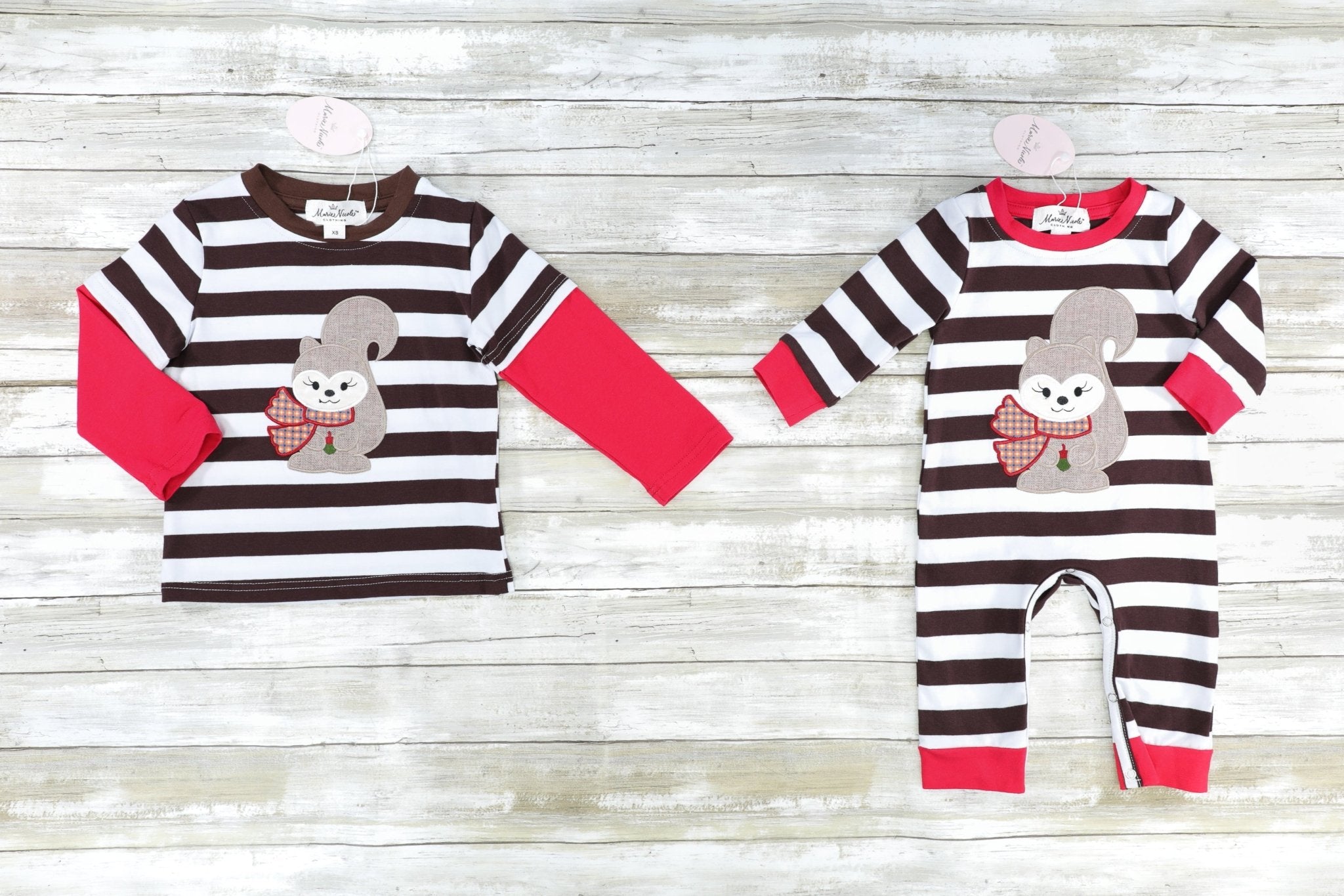 Striped Squirrel Long Sleeve Shirt - Marie Nicole Clothing