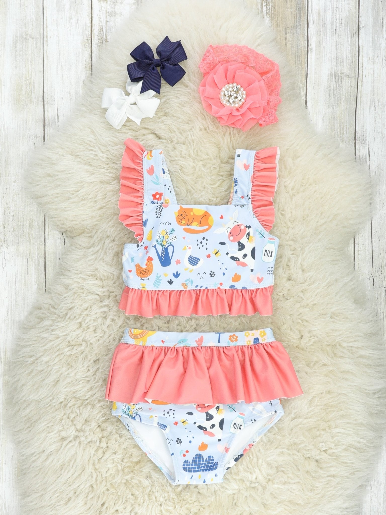 Coral Farm Ruffle Swimsuit - Marie Nicole Clothing