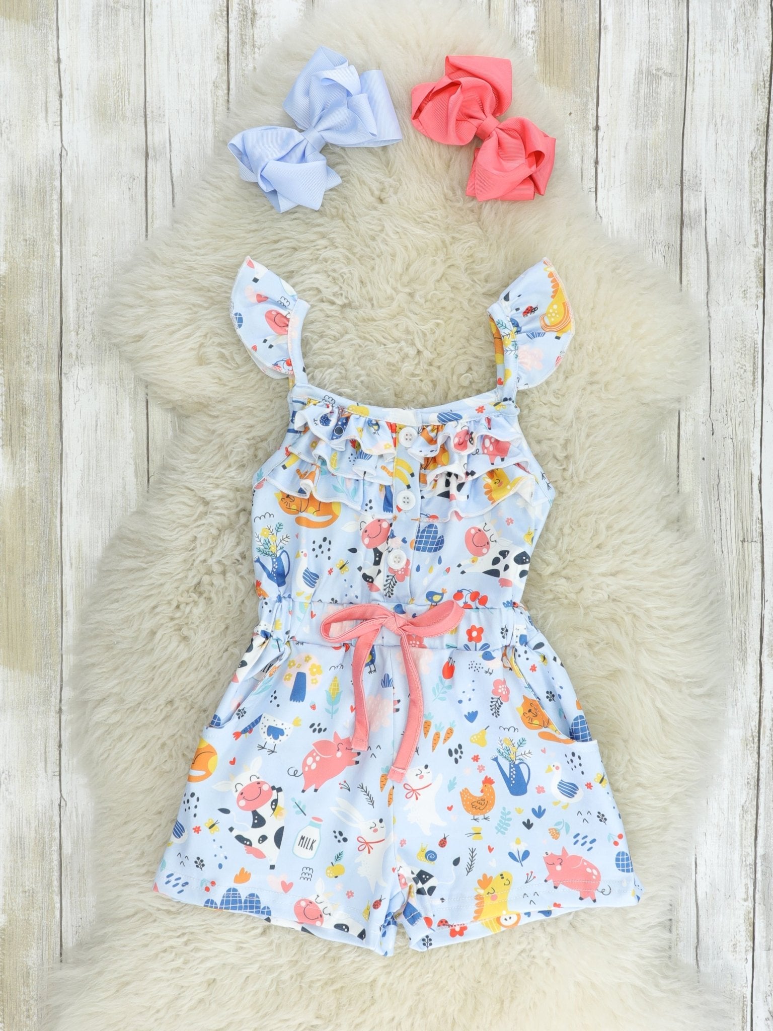 Coral Farm Ruffle Romper - Marie Nicole Clothing