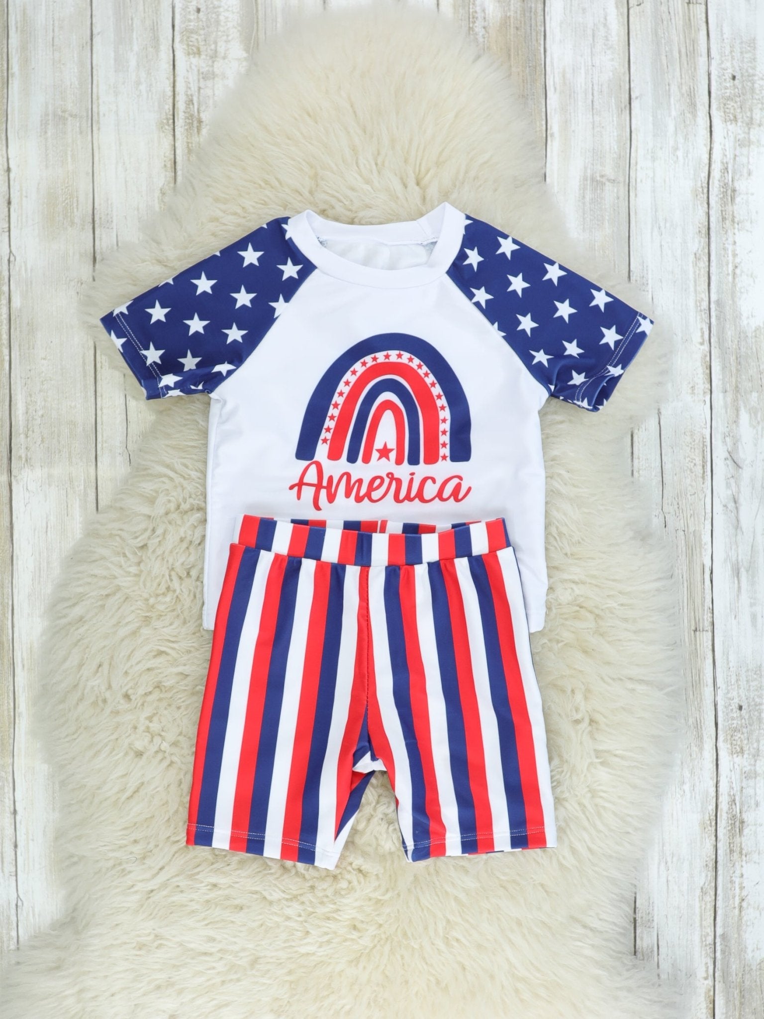 Family Red, White, & Blue Pinstriped Swimsuit - Marie Nicole Clothing