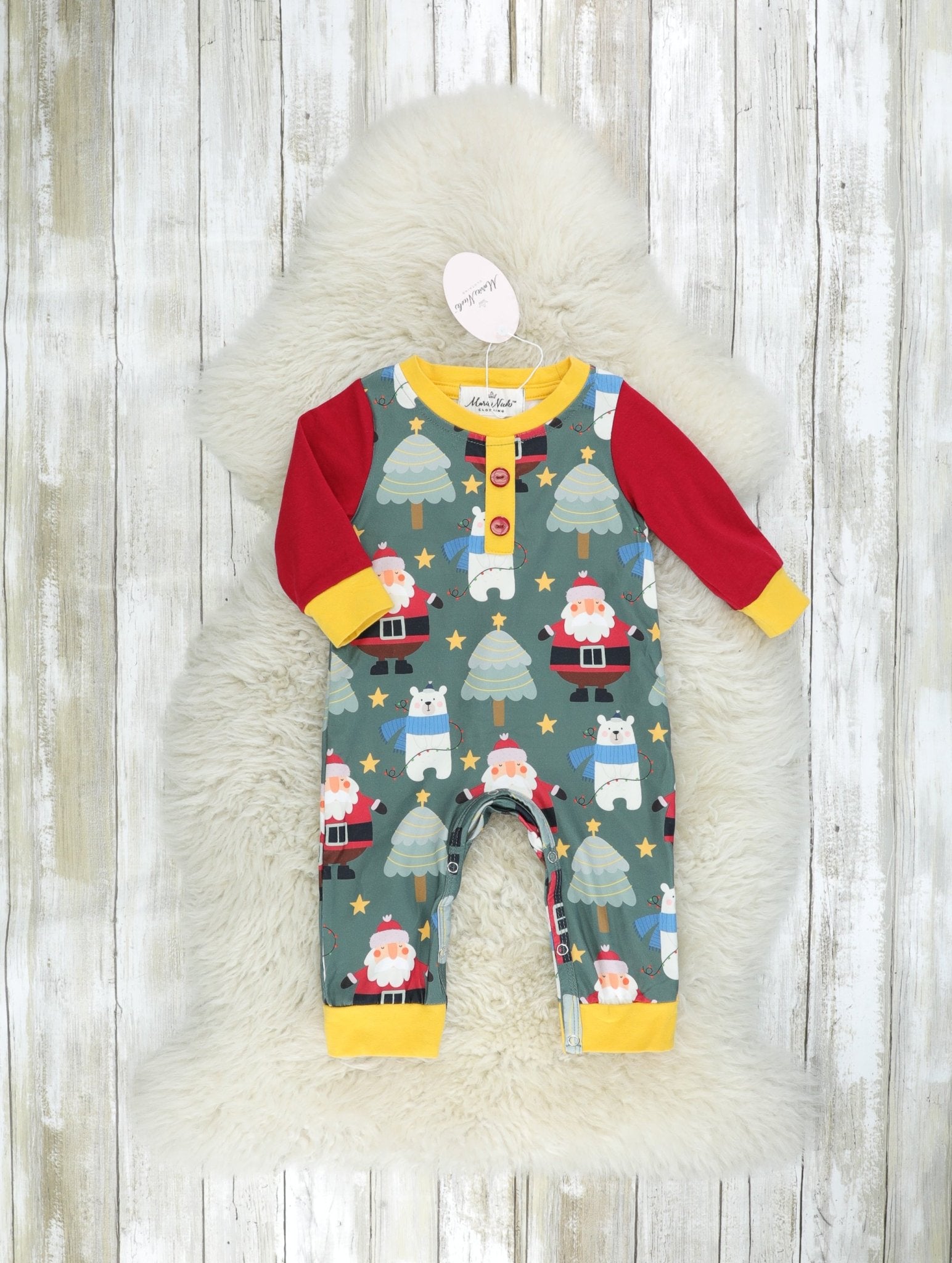 Green Santa Romper - Marie Nicole Clothing