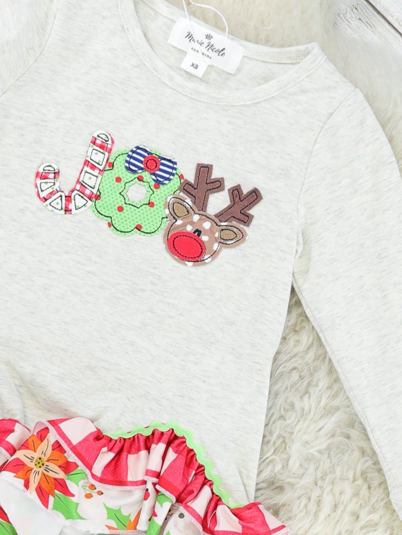Red Gingham "JOY" Ruffle Outfit - Marie Nicole Clothing