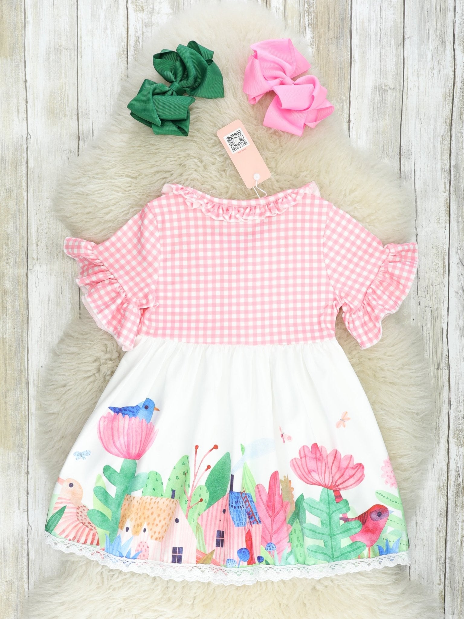 Pink Gingham Garden Ruffle Dress - Marie Nicole Clothing