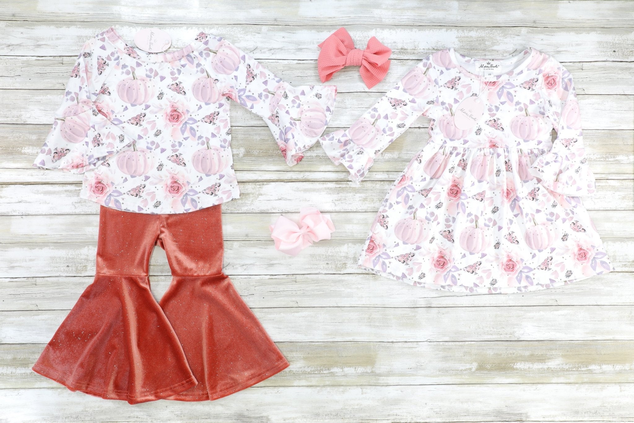 Pink Floral Pumpkin Dress - Marie Nicole Clothing