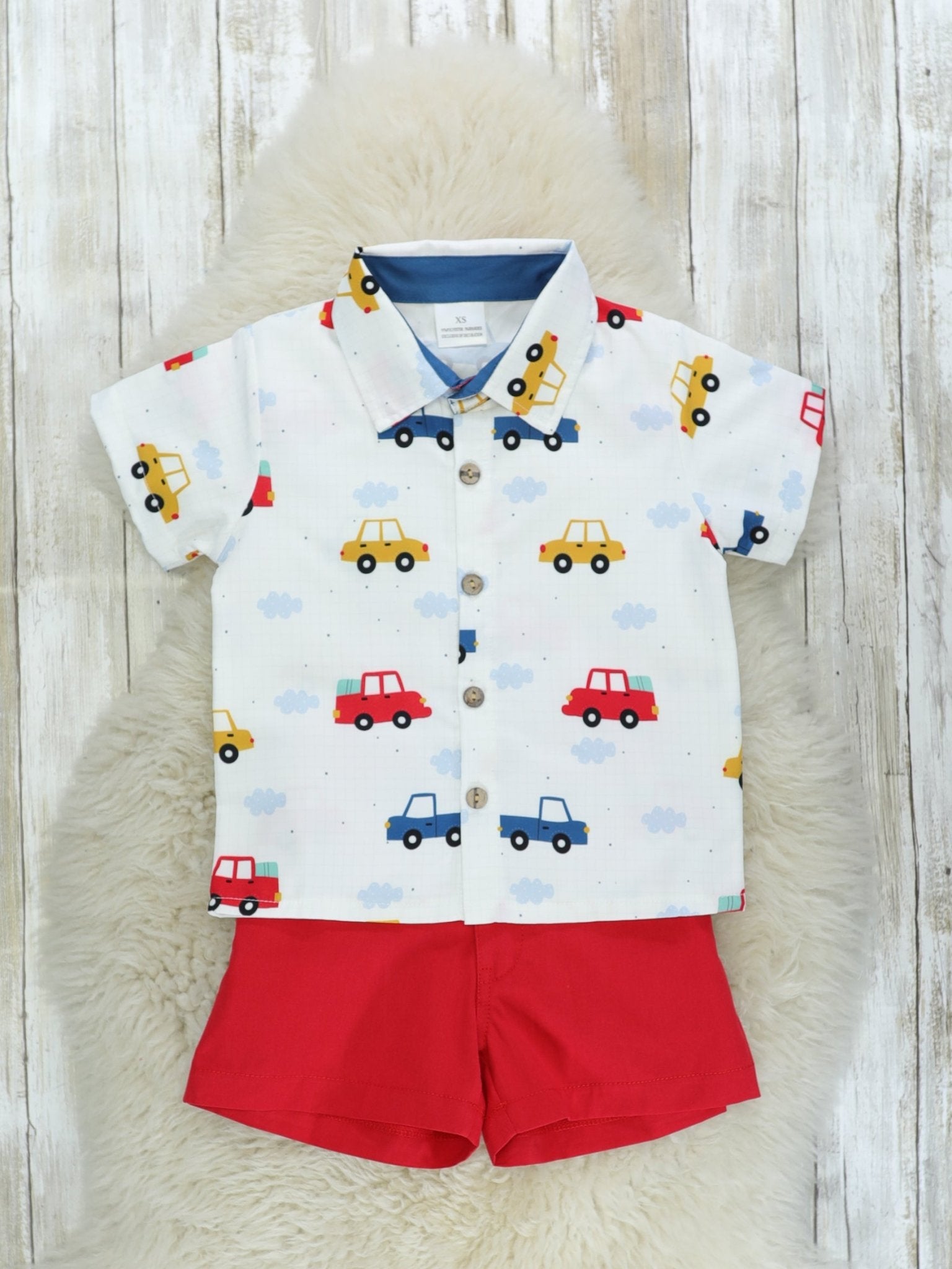 Car Polo & Red Shorts Outfit - Marie Nicole Clothing