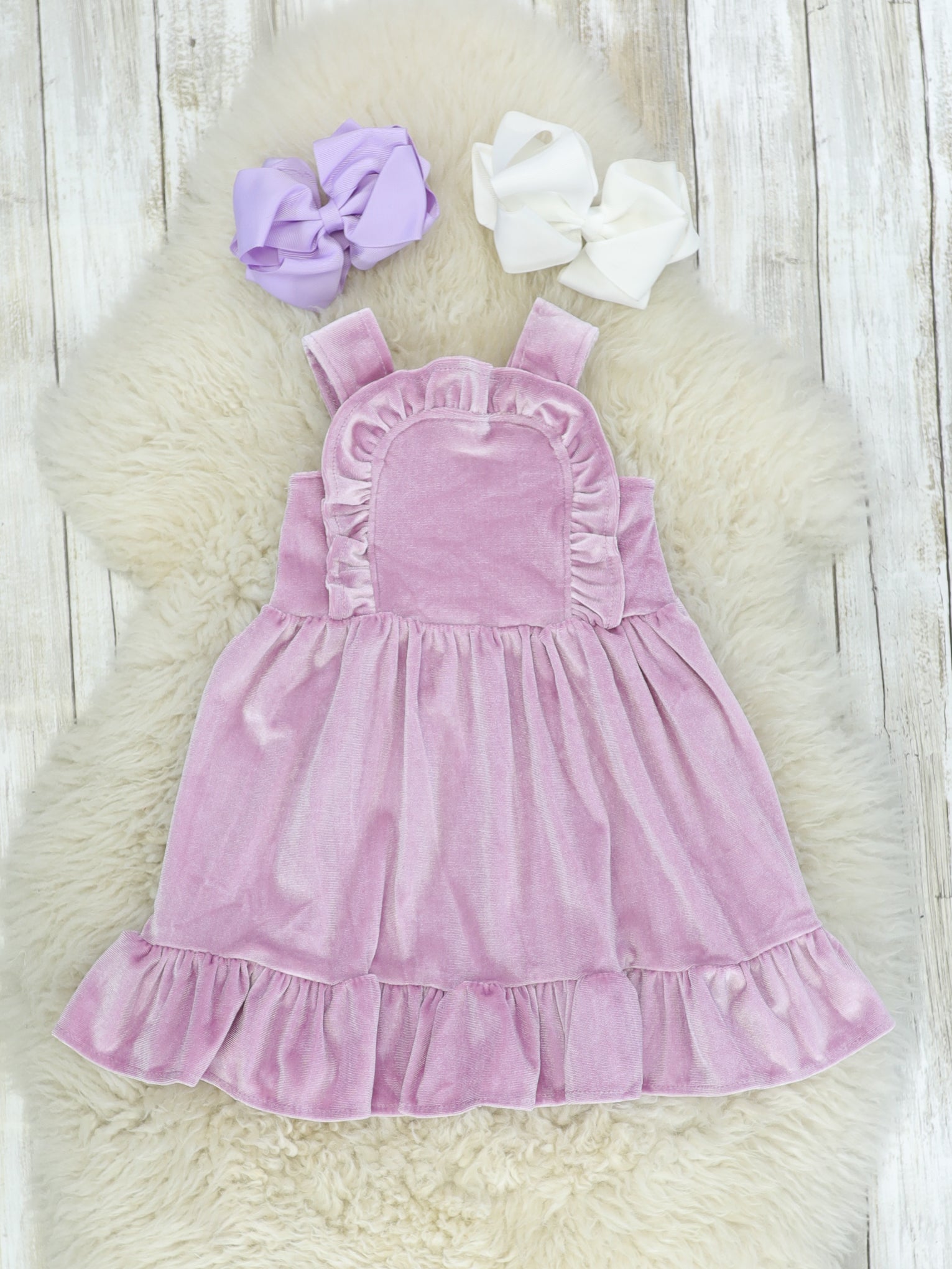 Lavender Velvet Ruffle Dress - Marie Nicole Clothing