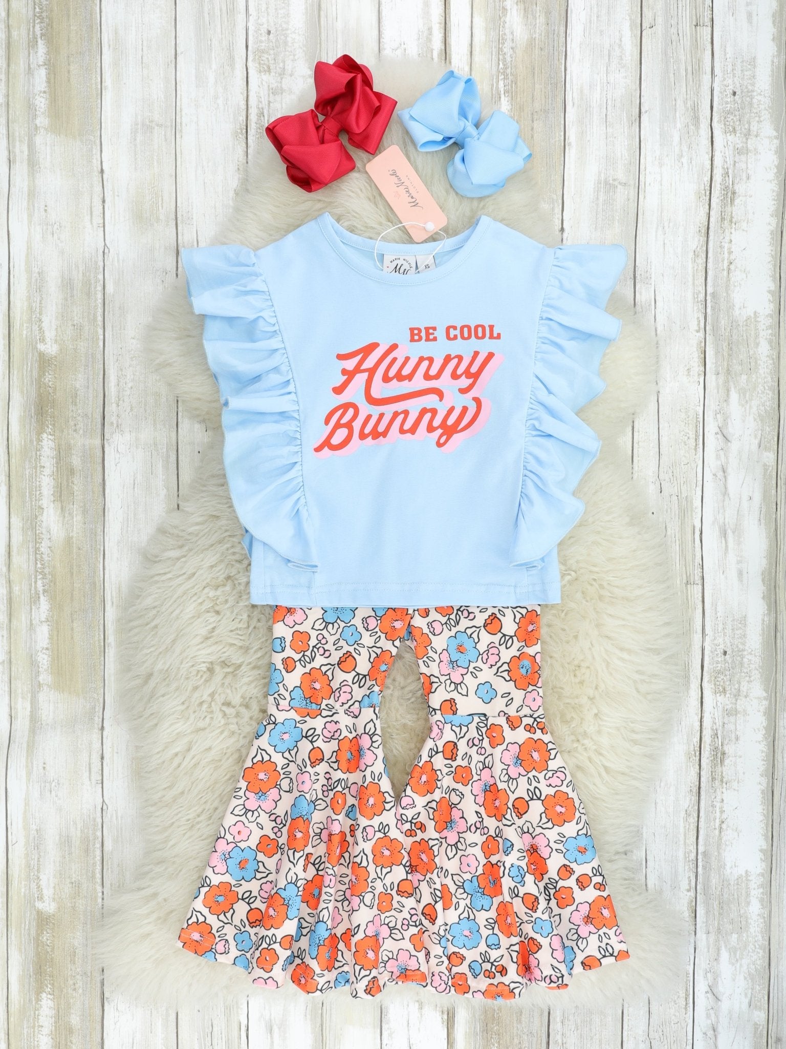 "Hunny Bunny" Bright Floral Bell Bottoms - Marie Nicole Clothing