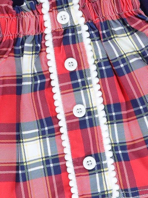 Navy & Red "Stay Cozy" Plaid Ruffle Skirt Outfit - Marie Nicole Clothing