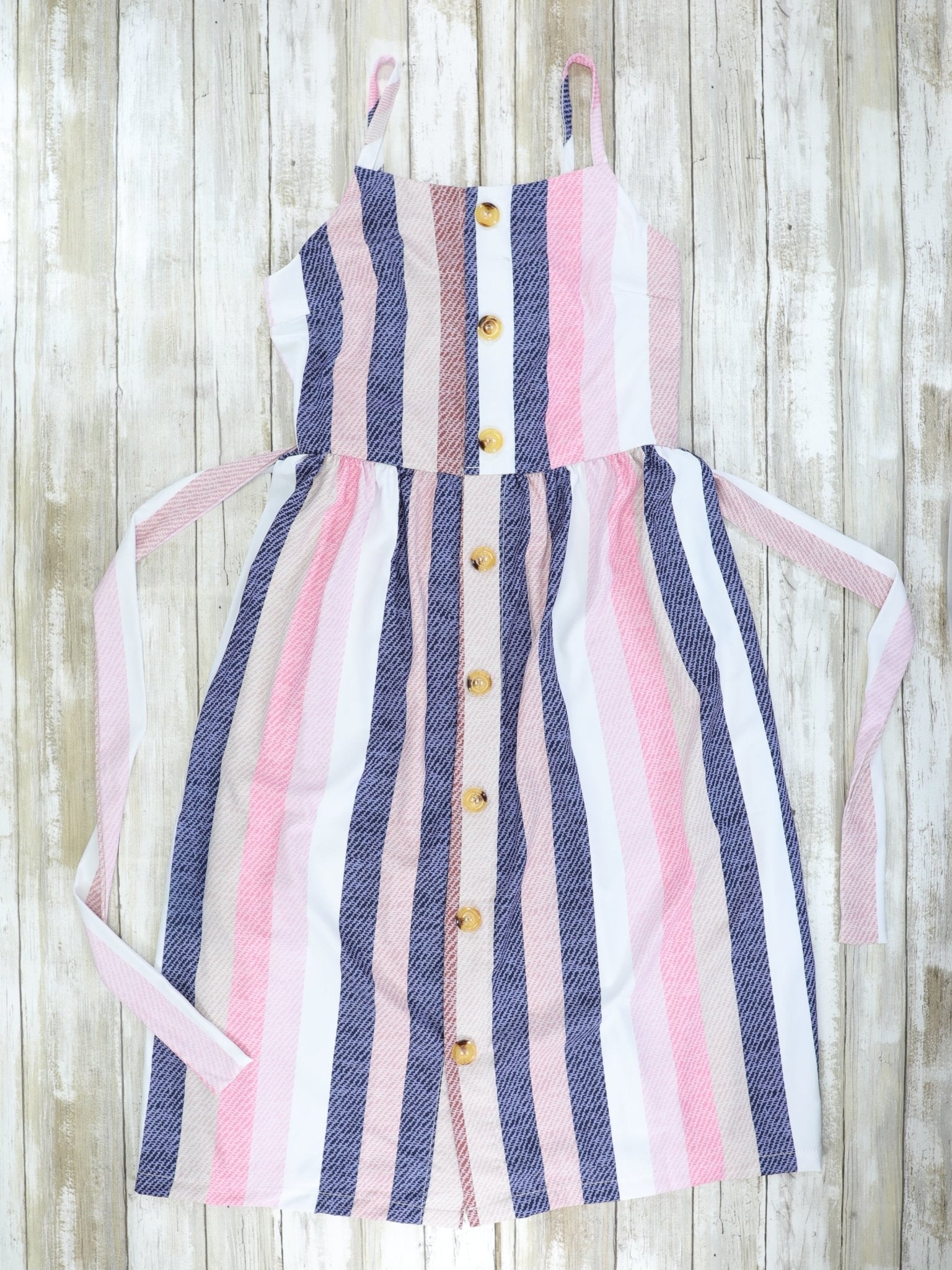 Mom & Me Pink & Blue Pinstriped Dress - Marie Nicole Clothing
