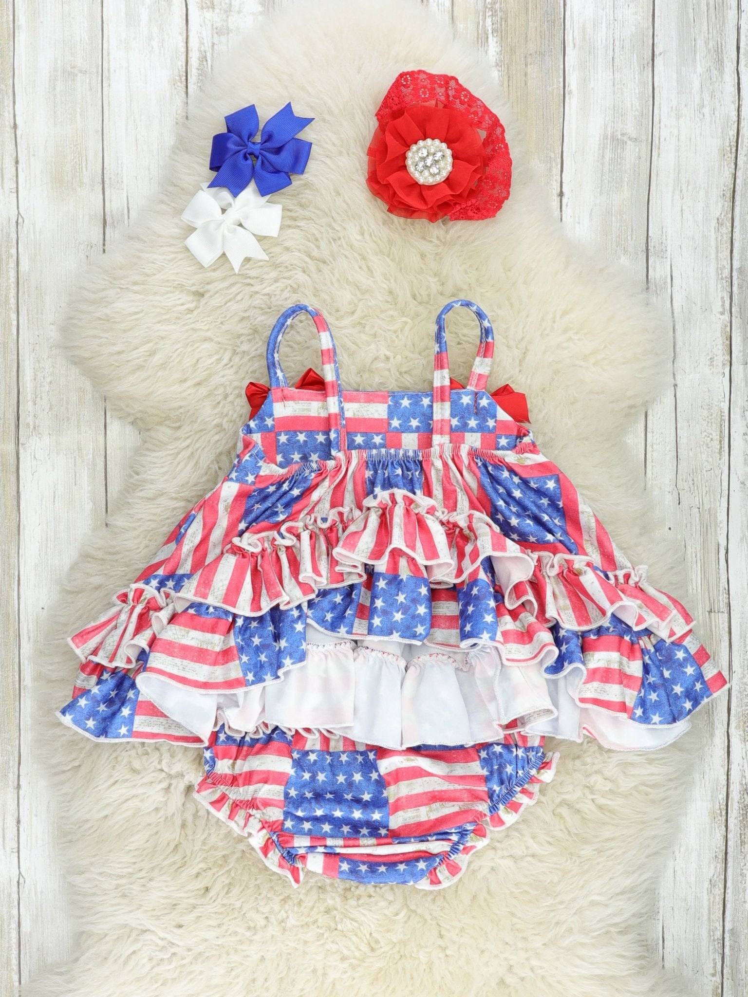 American Flag Swing Top & Ruffle Bloomers Outfit - Marie Nicole Clothing