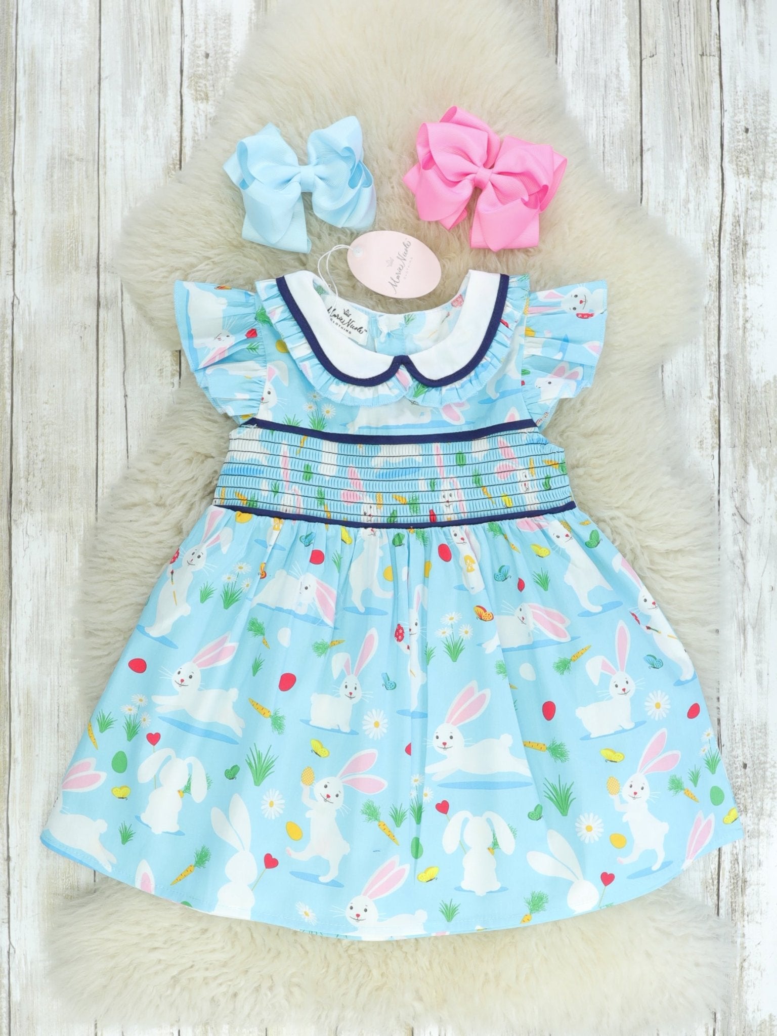 Blue Easter Bunny Dress - Marie Nicole Clothing
