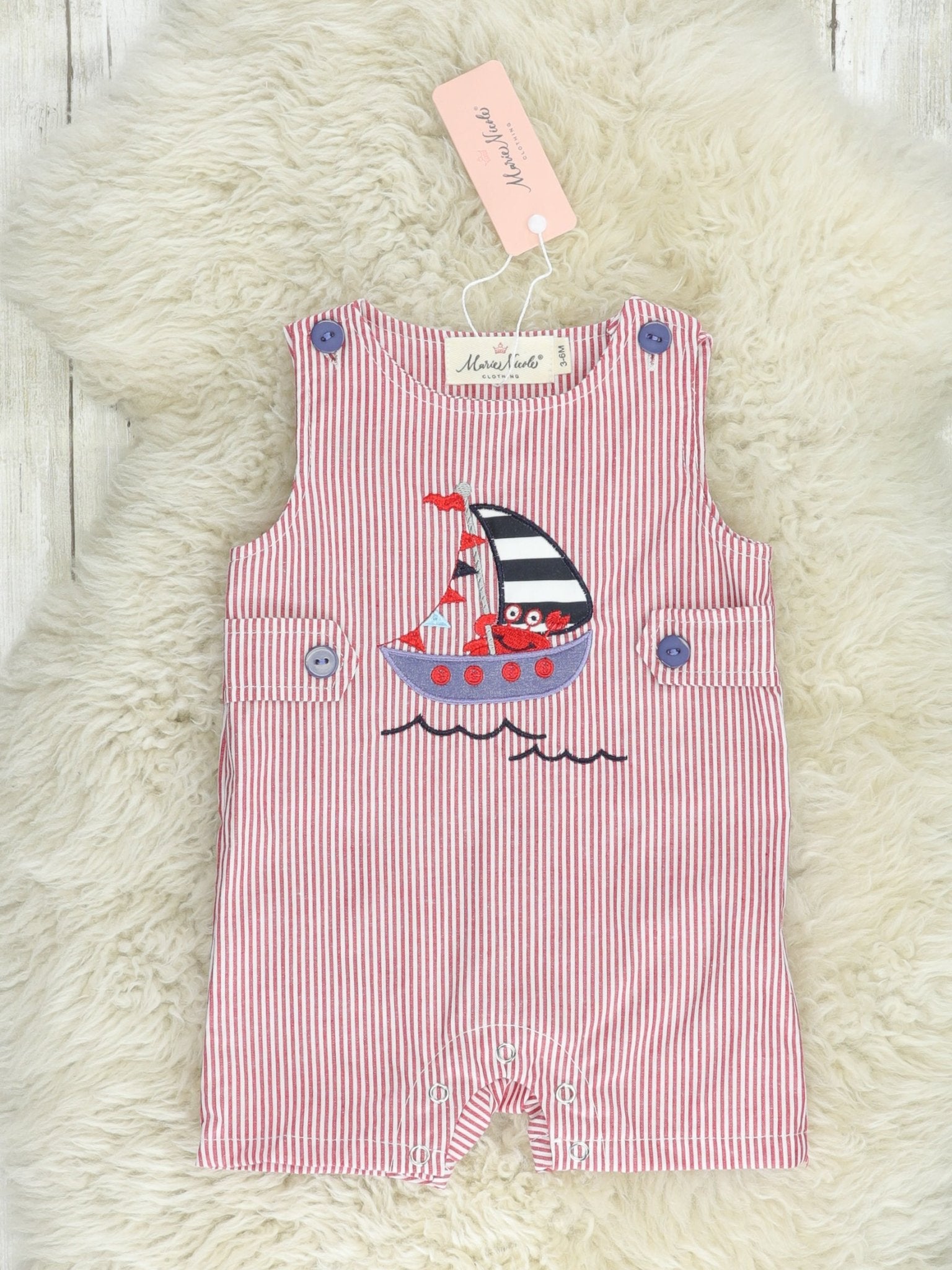 Red Pinstriped Sailboat Johnny - Marie Nicole Clothing