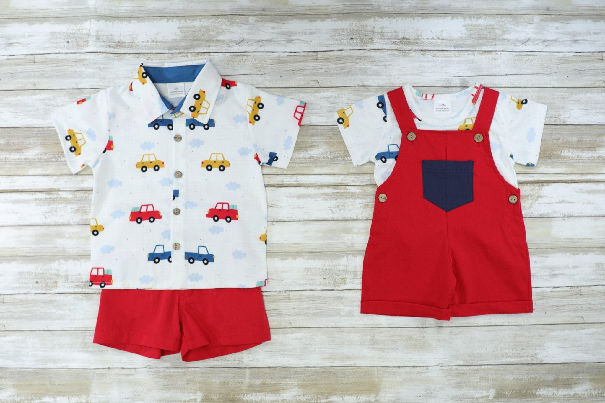 Car Polo & Red Shorts Outfit - Marie Nicole Clothing