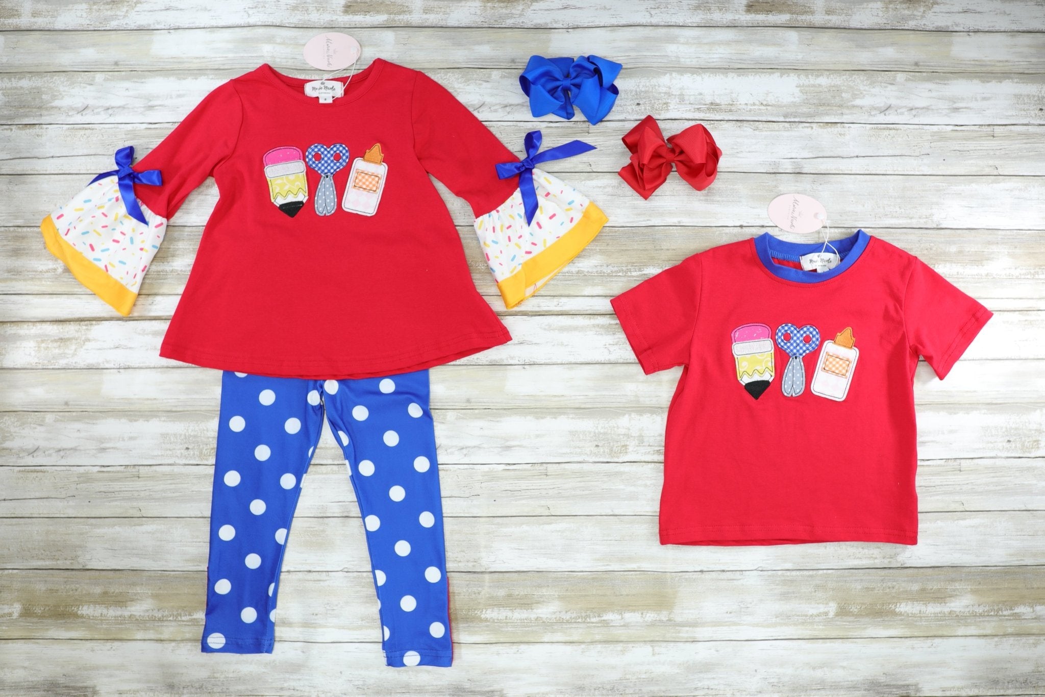 Red School Supplies Shirt - Marie Nicole Clothing