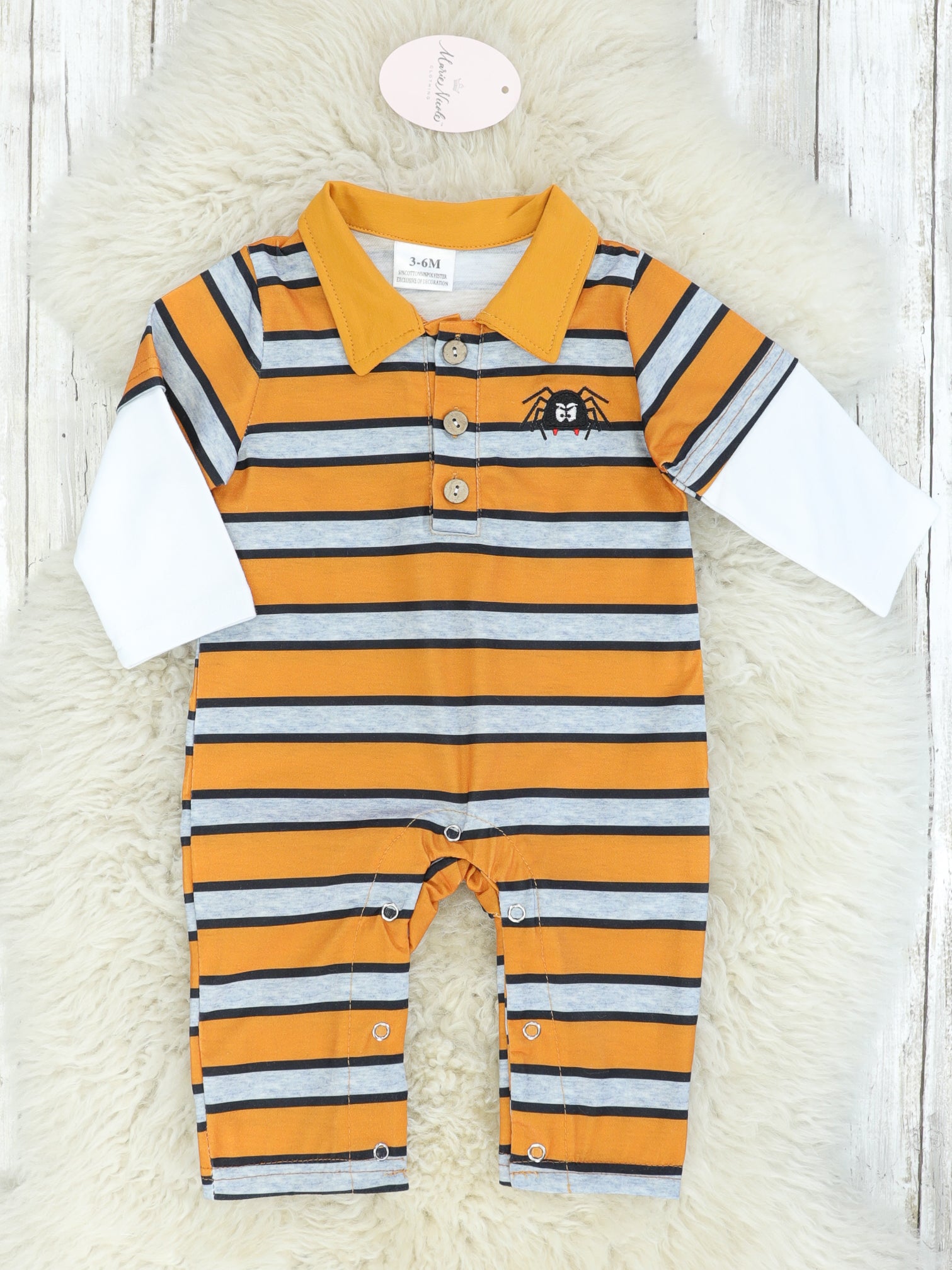 Striped Spider Polo Romper - Marie Nicole Clothing