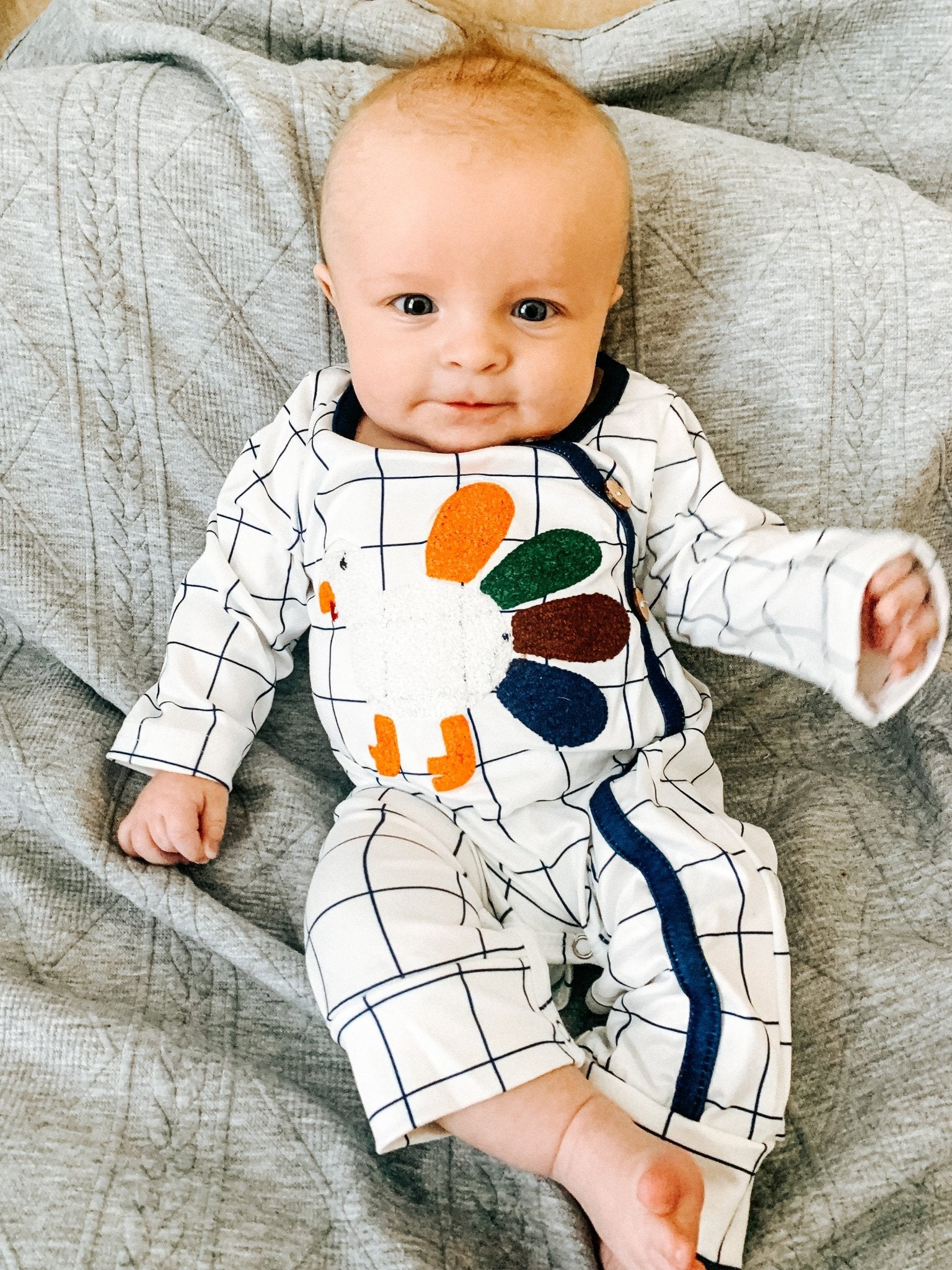 Modern Turkey Long Sleeve Romper - Navy - Marie Nicole Clothing