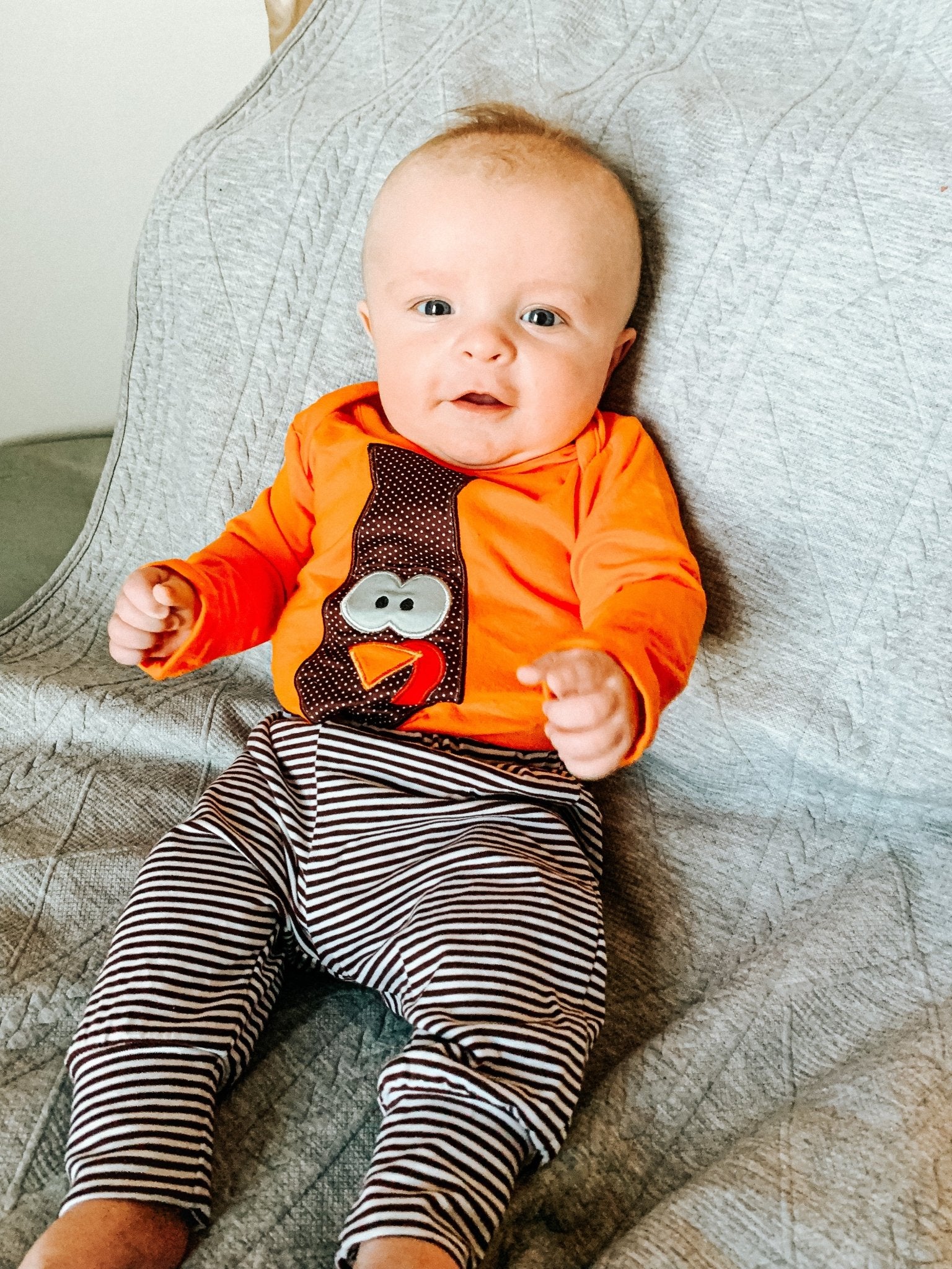 Orange Turkey Tie Long Sleeve Outfit - Marie Nicole Clothing