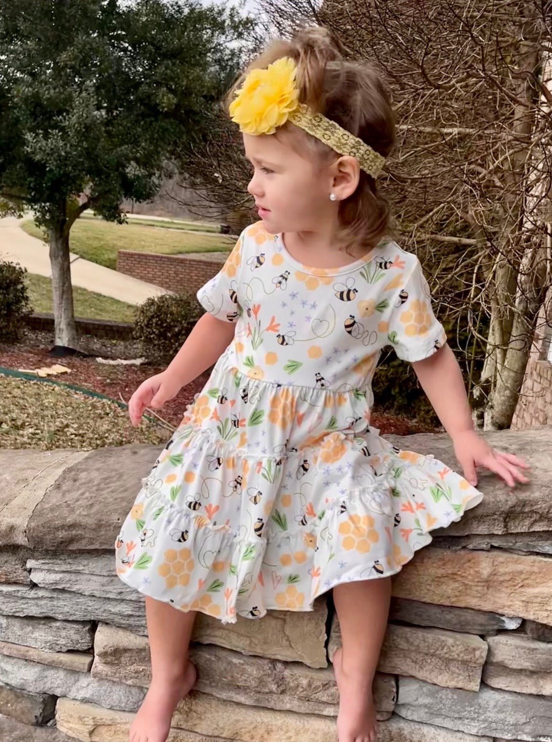 Mom & Me Busy Bee Tiered Dress - Marie Nicole Clothing