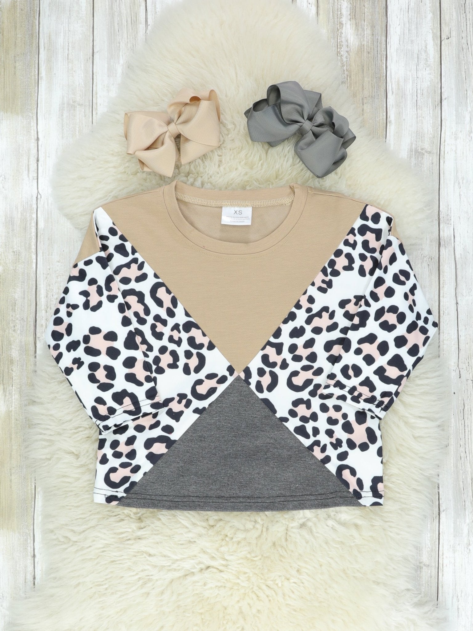 Mom & Me Cheetah Triangle Crewneck Shirt - Marie Nicole Clothing