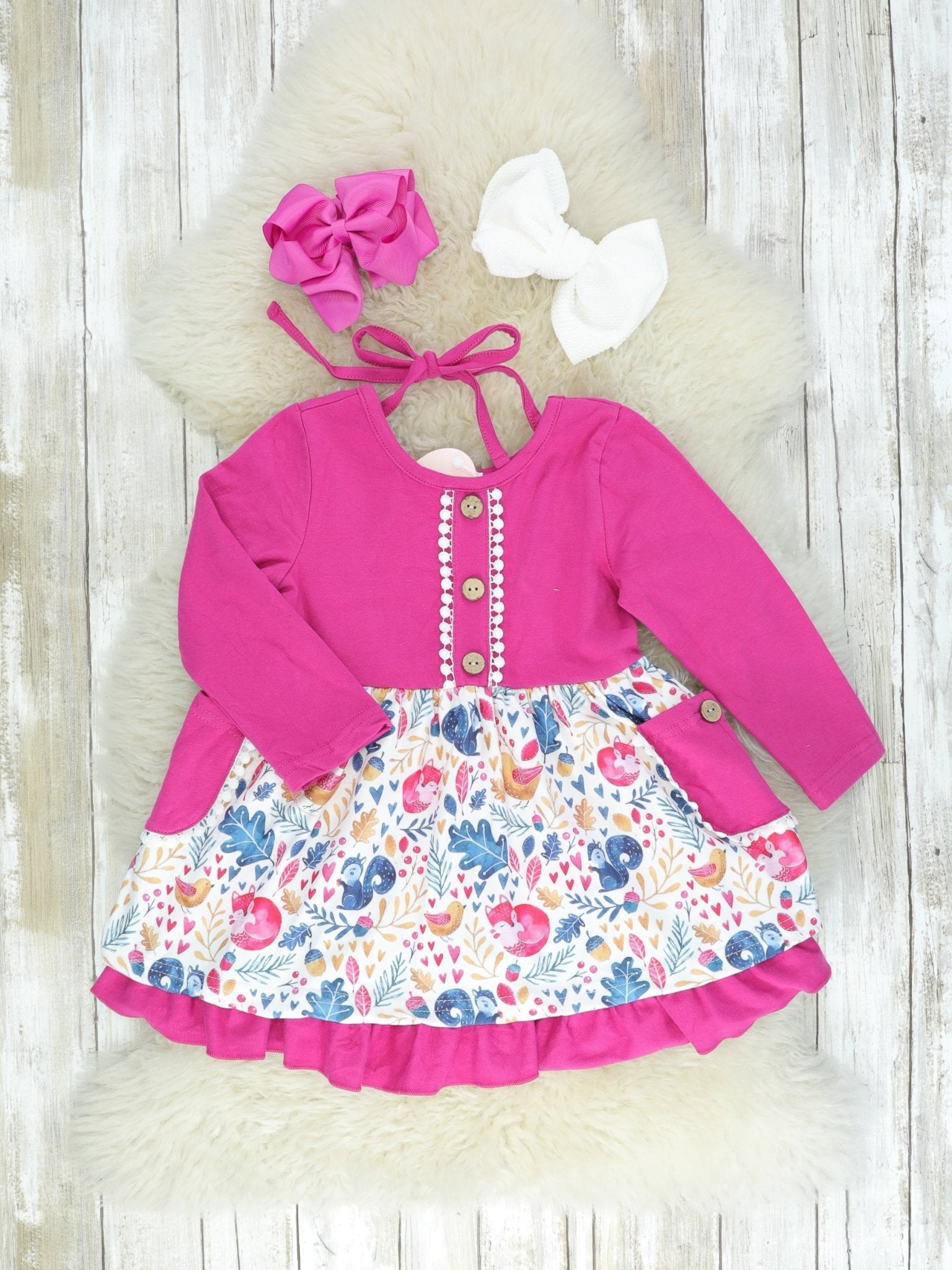 Magenta Watercolor Pocket Dress - Marie Nicole Clothing