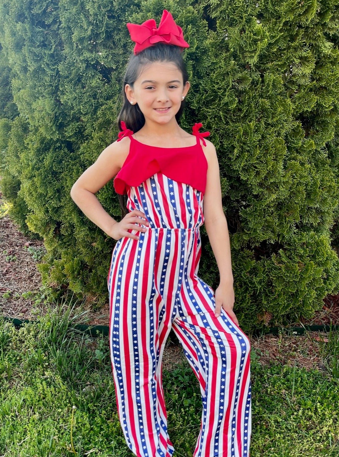 Patriotic Ruffle Jumpsuit - Marie Nicole Clothing