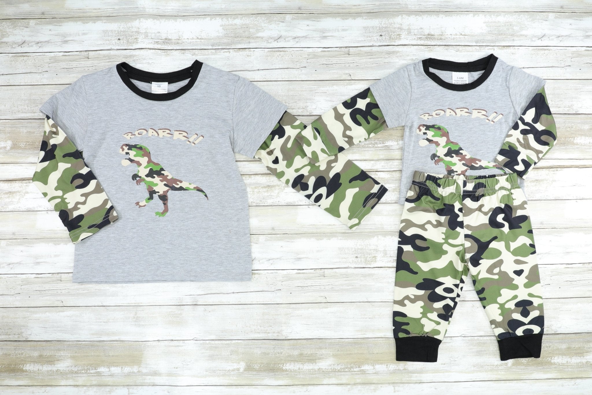 Roar Camo Dinosaur Layered Shirt - Marie Nicole Clothing