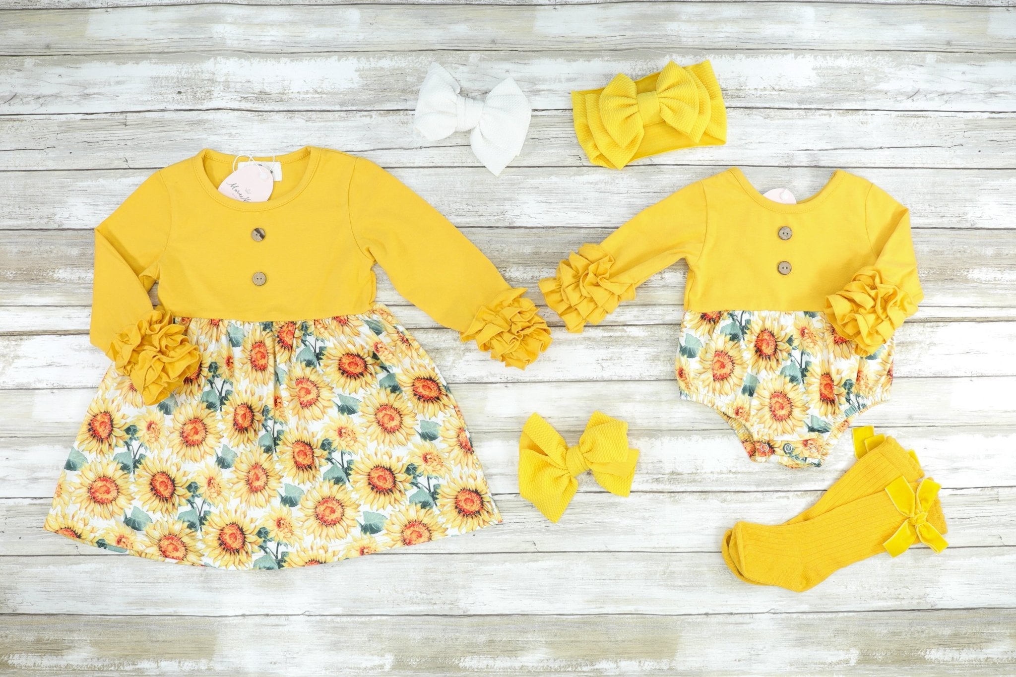 Mustard Sunflower Icing Bubble Romper - Marie Nicole Clothing
