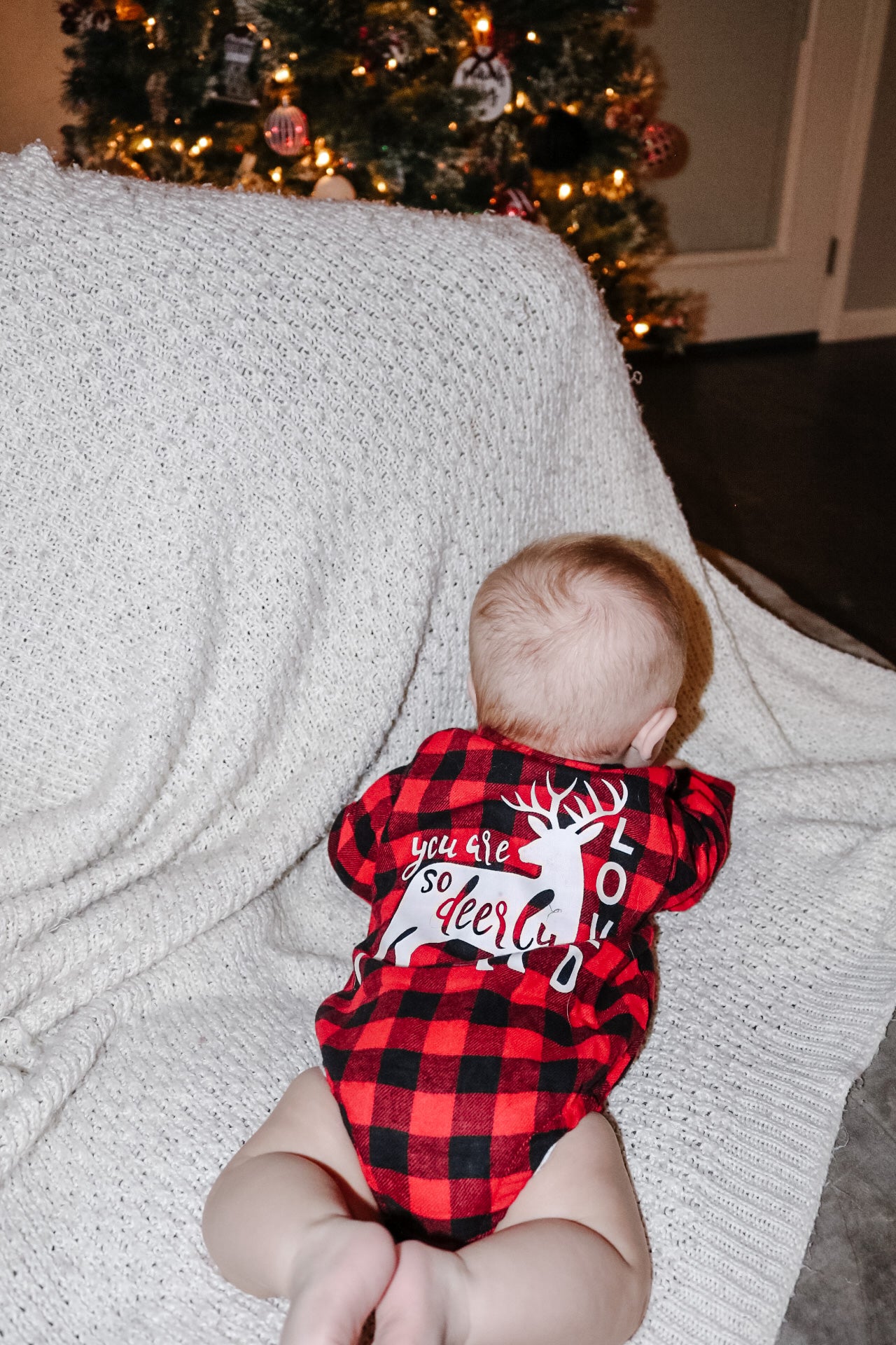 Deerly Loved Buffalo Plaid Button Down Romper - Marie Nicole Clothing