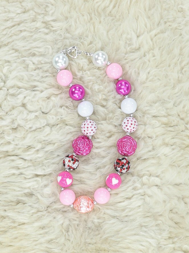 Pink & Peach Rose Bubbleugm Necklace - Marie Nicole Clothing