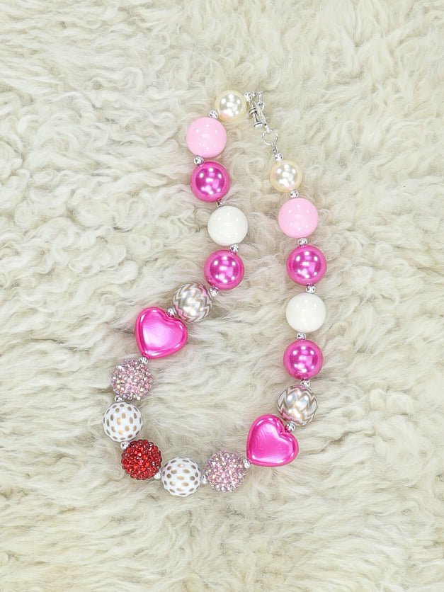 Hot Pink Hearts Bubblegum Necklace - Marie Nicole Clothing