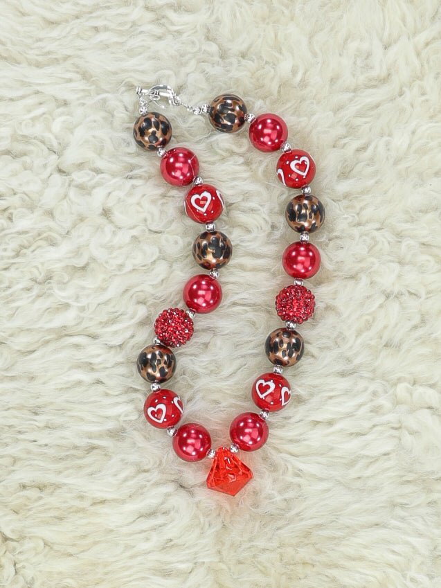 Leopard & Red Diamond Bubblegum Necklace - Marie Nicole Clothing