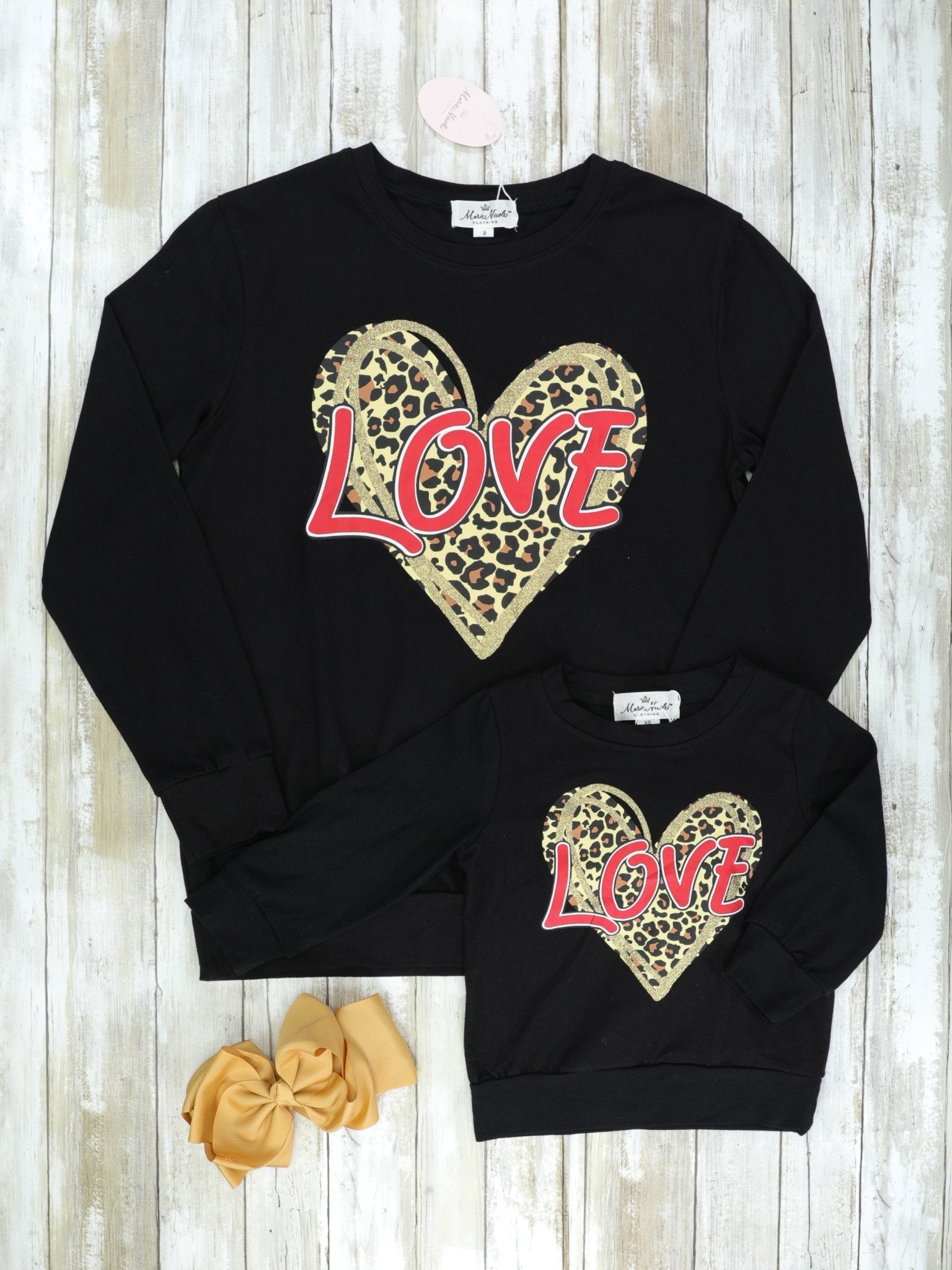 Mom & Me Love Leopard Black Shirt - Marie Nicole Clothing