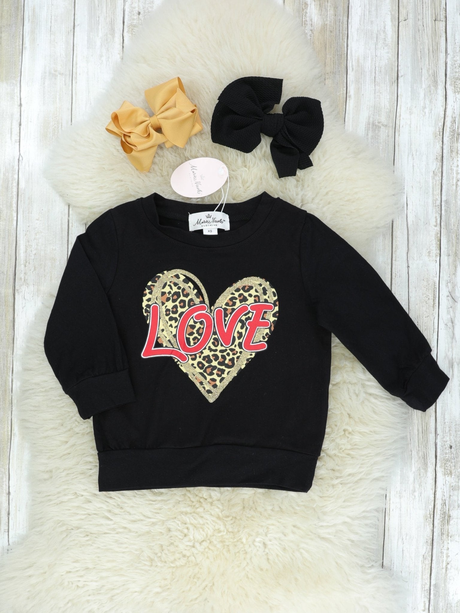 Mom & Me Love Leopard Black Shirt - Marie Nicole Clothing