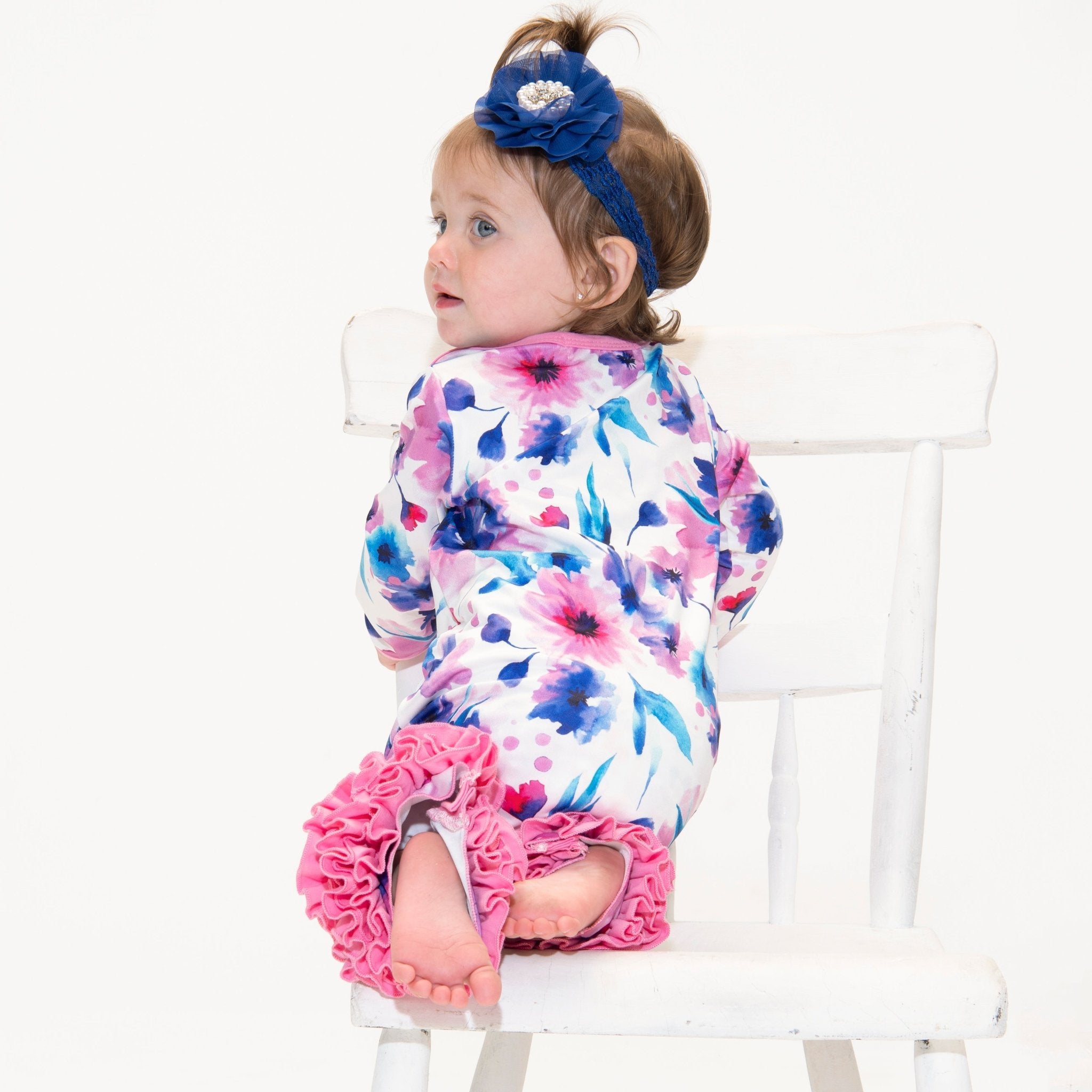 Pink Watercolor Anemone Icing Romper - Marie Nicole Clothing
