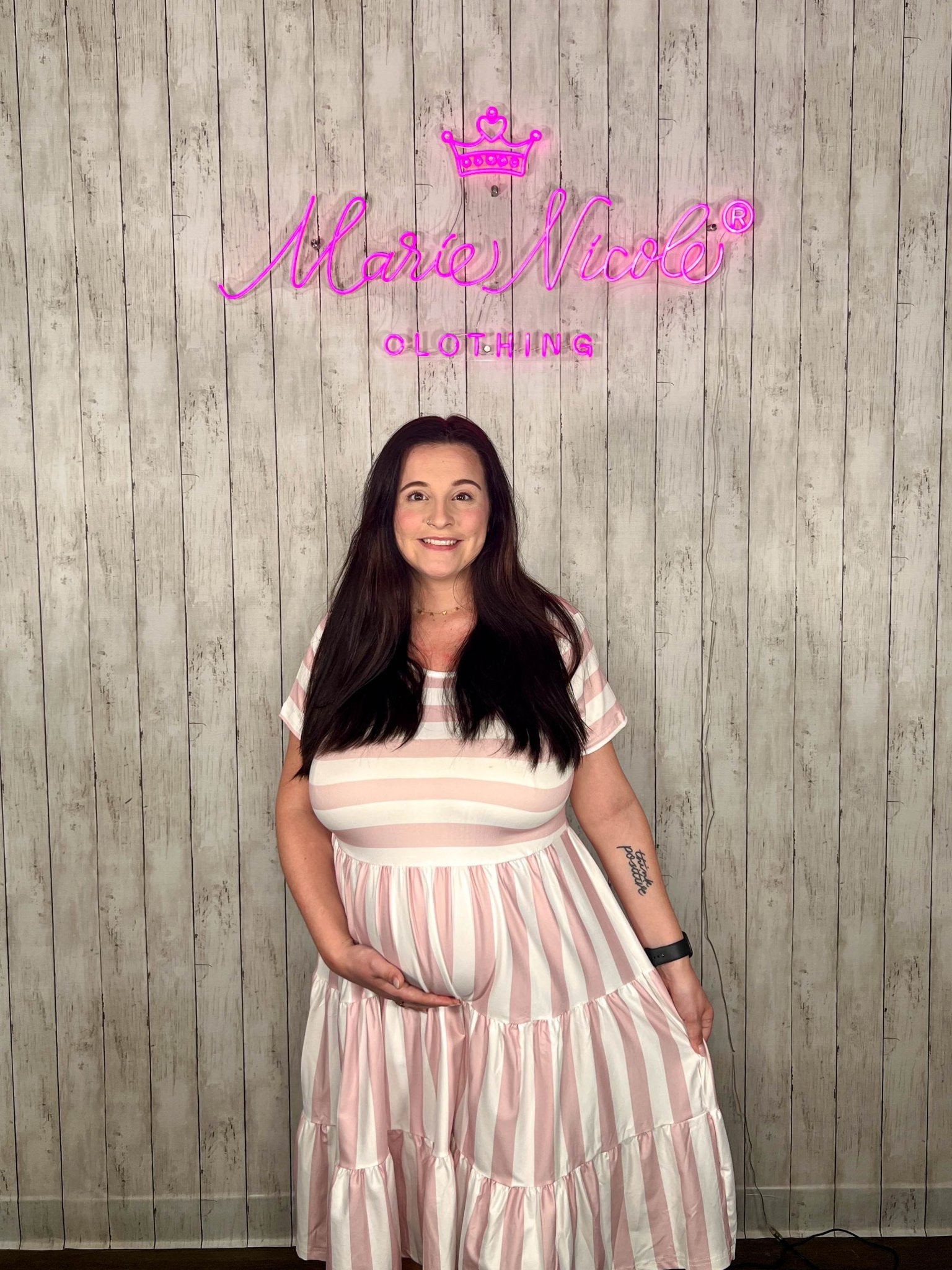 Mom & Me Striped Swing Dress - Mauve - Marie Nicole Clothing