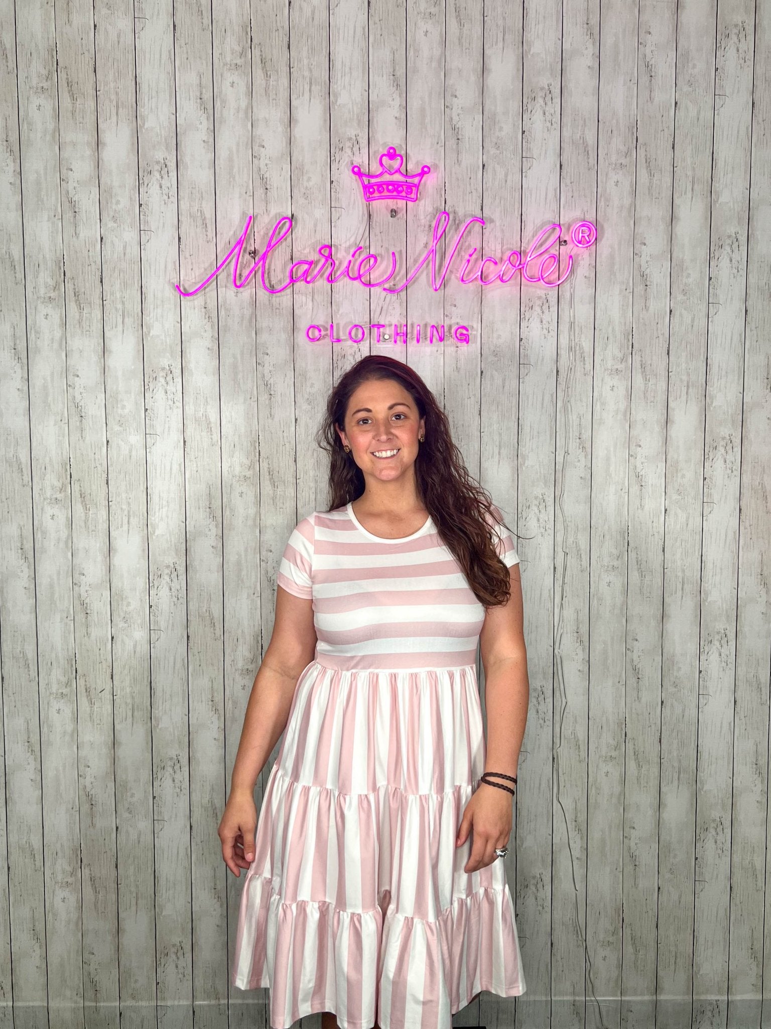 Mom & Me Striped Swing Dress - Mauve - Marie Nicole Clothing
