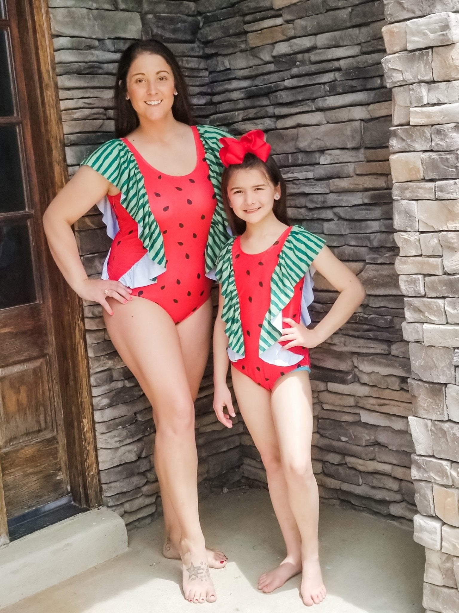 Mom & Me Watermelon Ruffle One Piece Swimsuit - Marie Nicole Clothing
